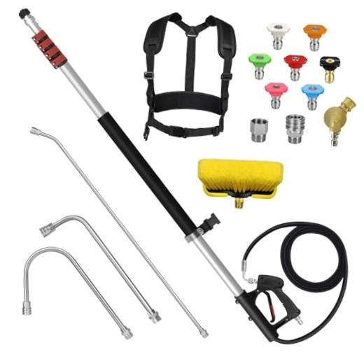 24FT Telescoping Pressure Washer Wand Kit – 2 Extension Poles, Gutter 24FT PRO
