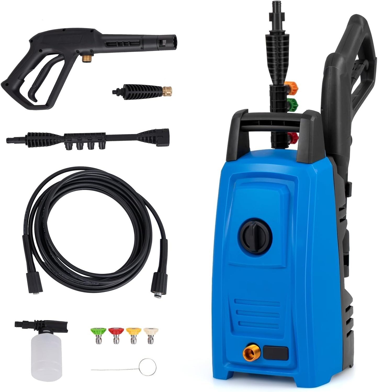 Electric Pressure Washer 1900 PSI 1.8 GPM 4 Nozzles Foam Bottle Spray Gun