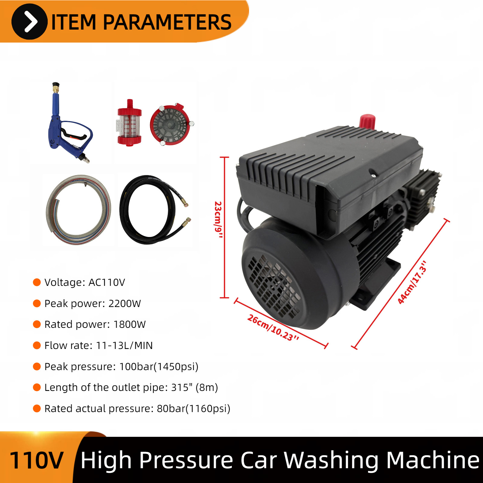 Car Washing Machine High Pressure Pump Household 110V Water Gun Cleaning Pump