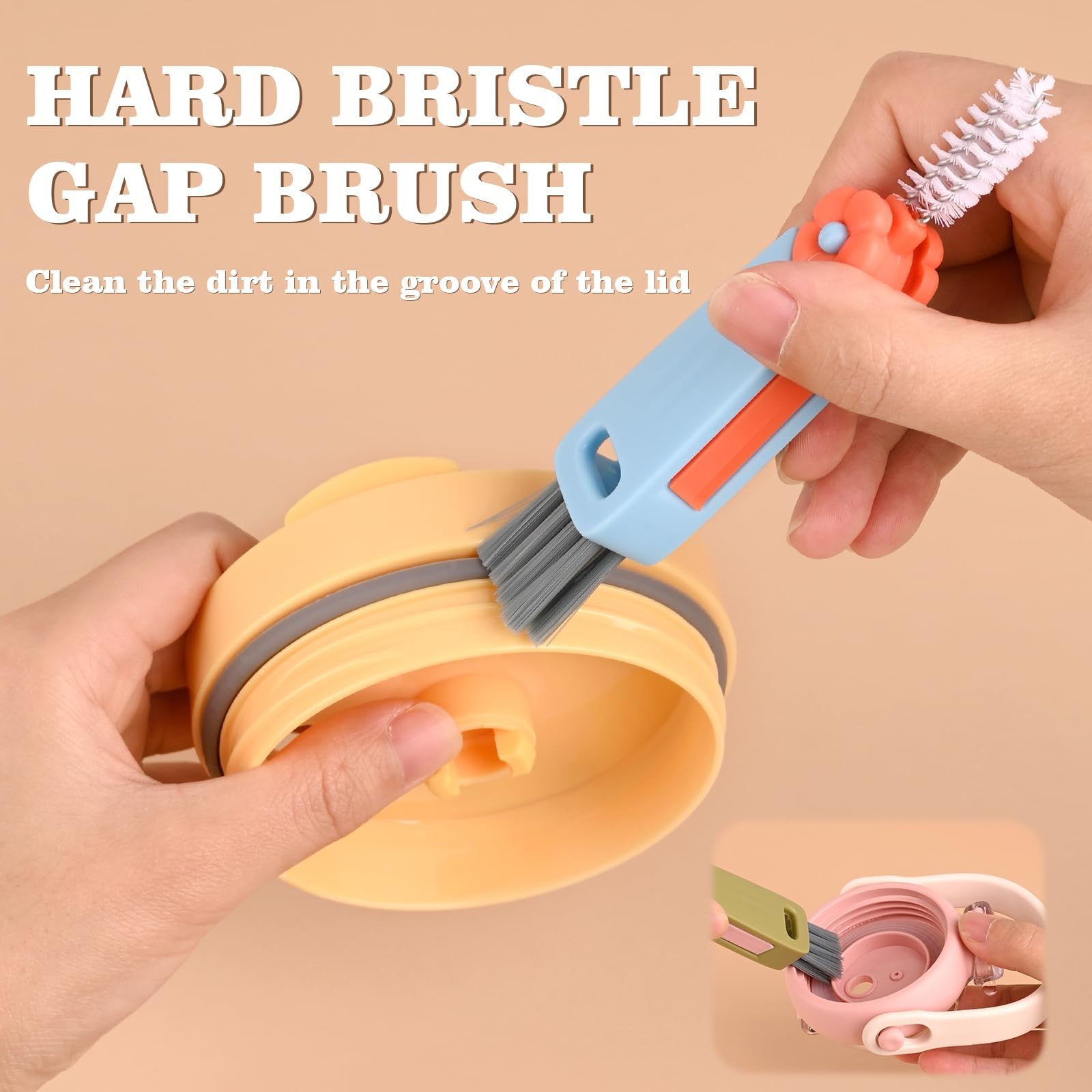 3 in 1 Cup Lid Cleaning Brush, Multifunctional Crevice Red Blue Green
