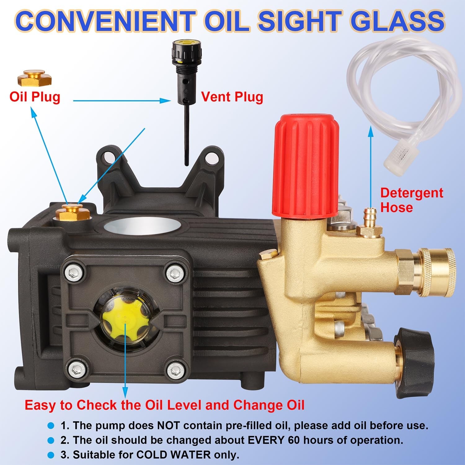 Biswing Pressure Washer Pump, 1″ Shaft Horizontal Triplex Plunger, 4400 PSI M…