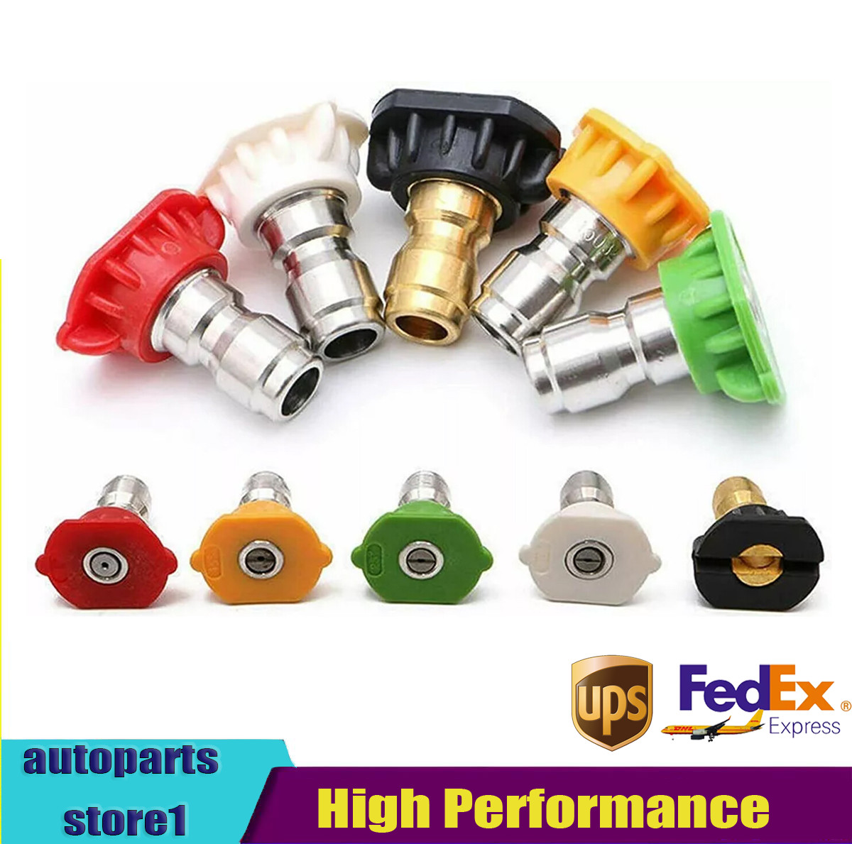 1/4″ 5pcs Pressure Washer Spray Tips Nozzles High Power Quick Connect Kit Set