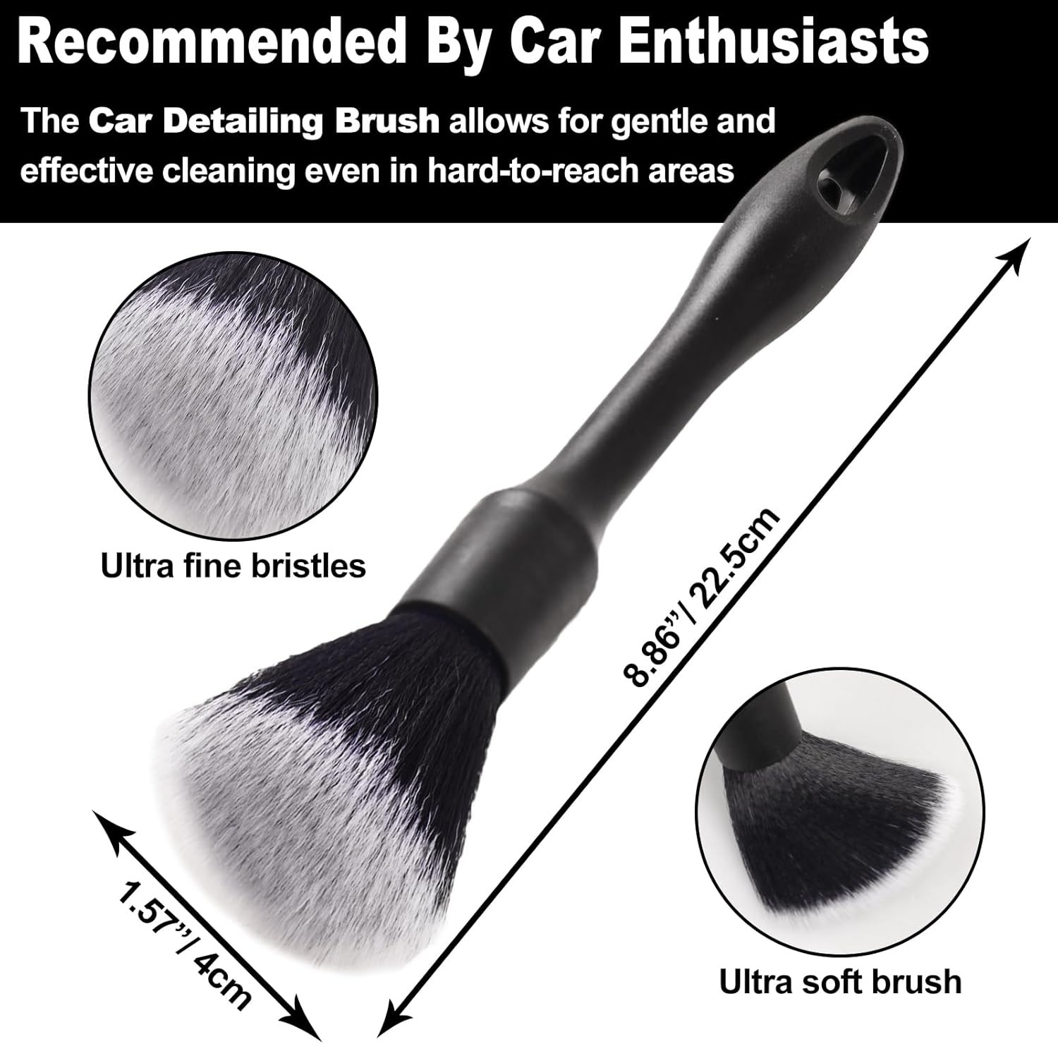 7Pcs Car Wheel Brush kit, Tire Brush, Cleaner Black