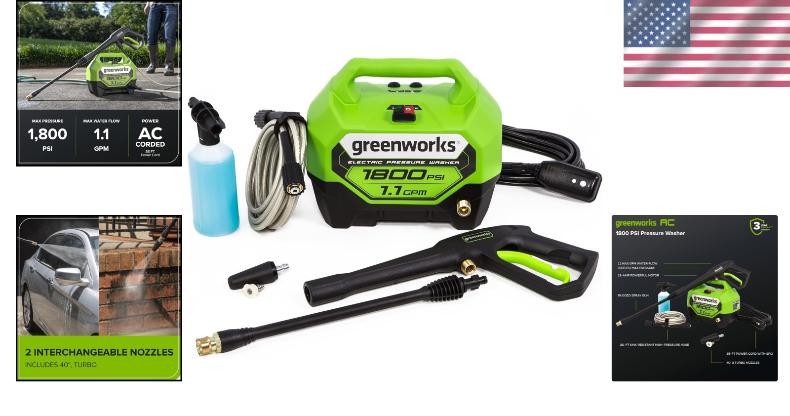 1800 PSI Electric Pressure Washer – PWMA Certified Power for Effortless Cleaning