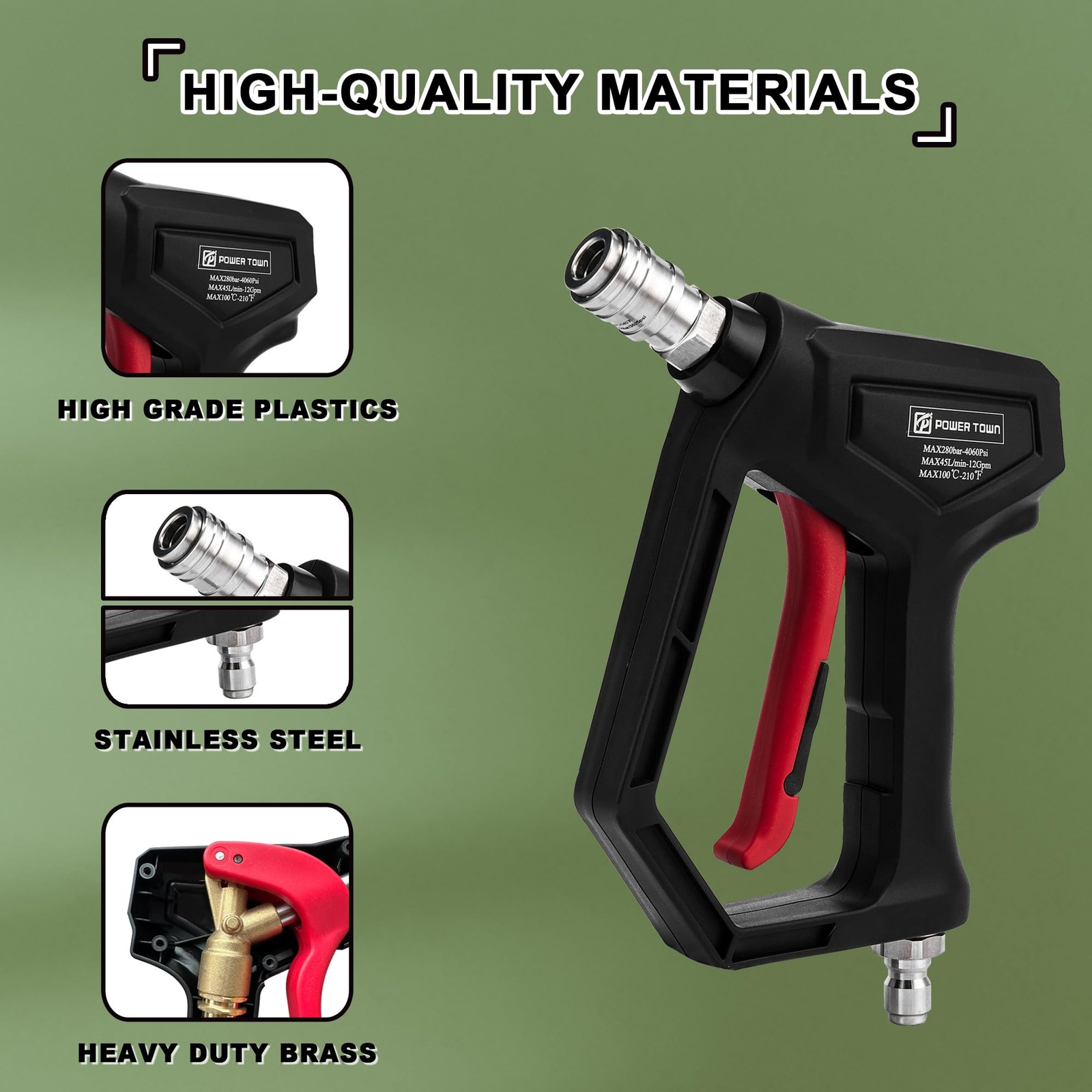 Short Pressure Washer Gun with Swivel, 1/4″ Automatic Quick Connector Power W…