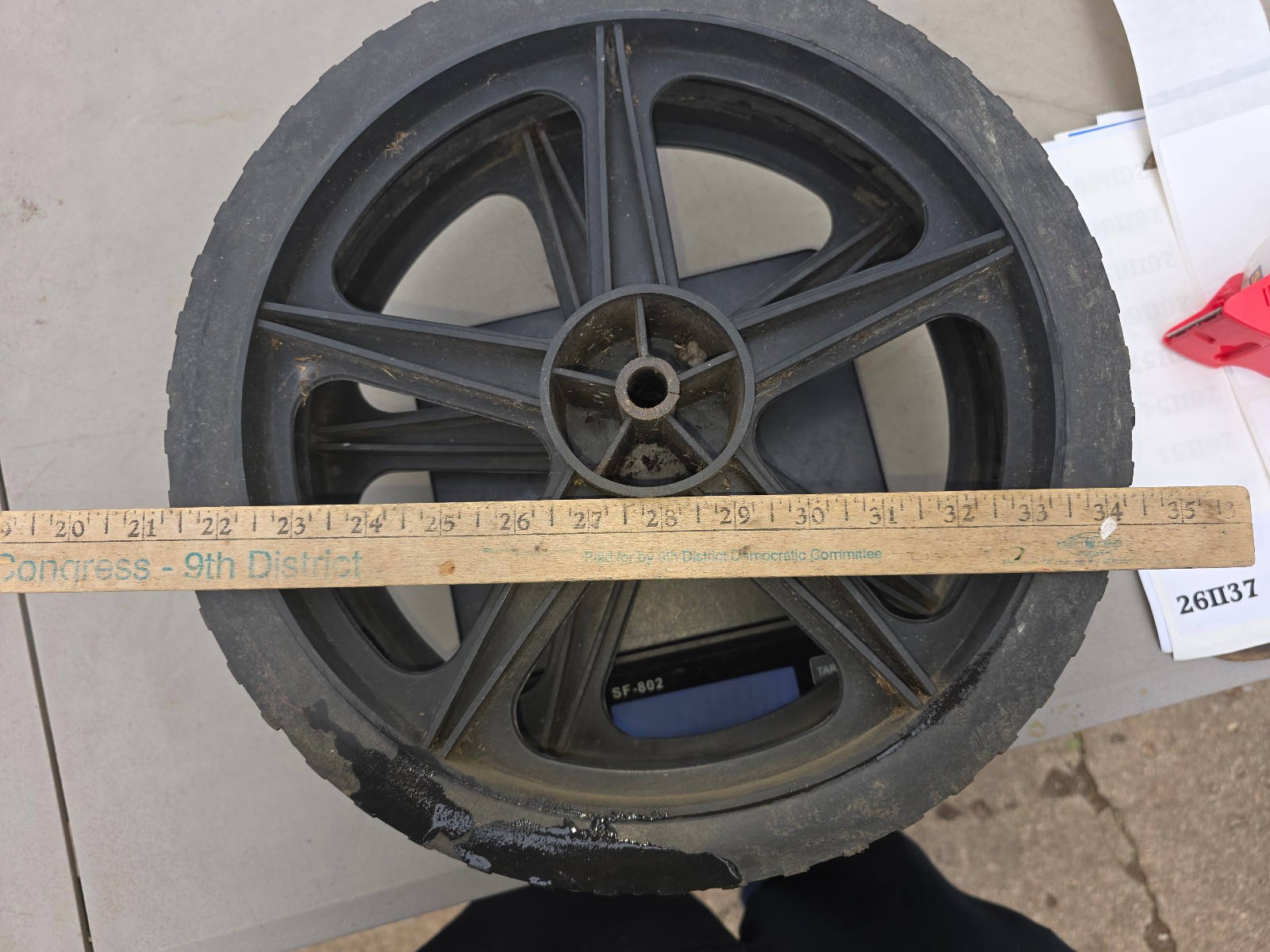 26II34 PAIR OF BIG WHEELS FROM PRESSURE WASHER: 13-1/2″ X 1-3/4″ X 1/2″ +/- OA