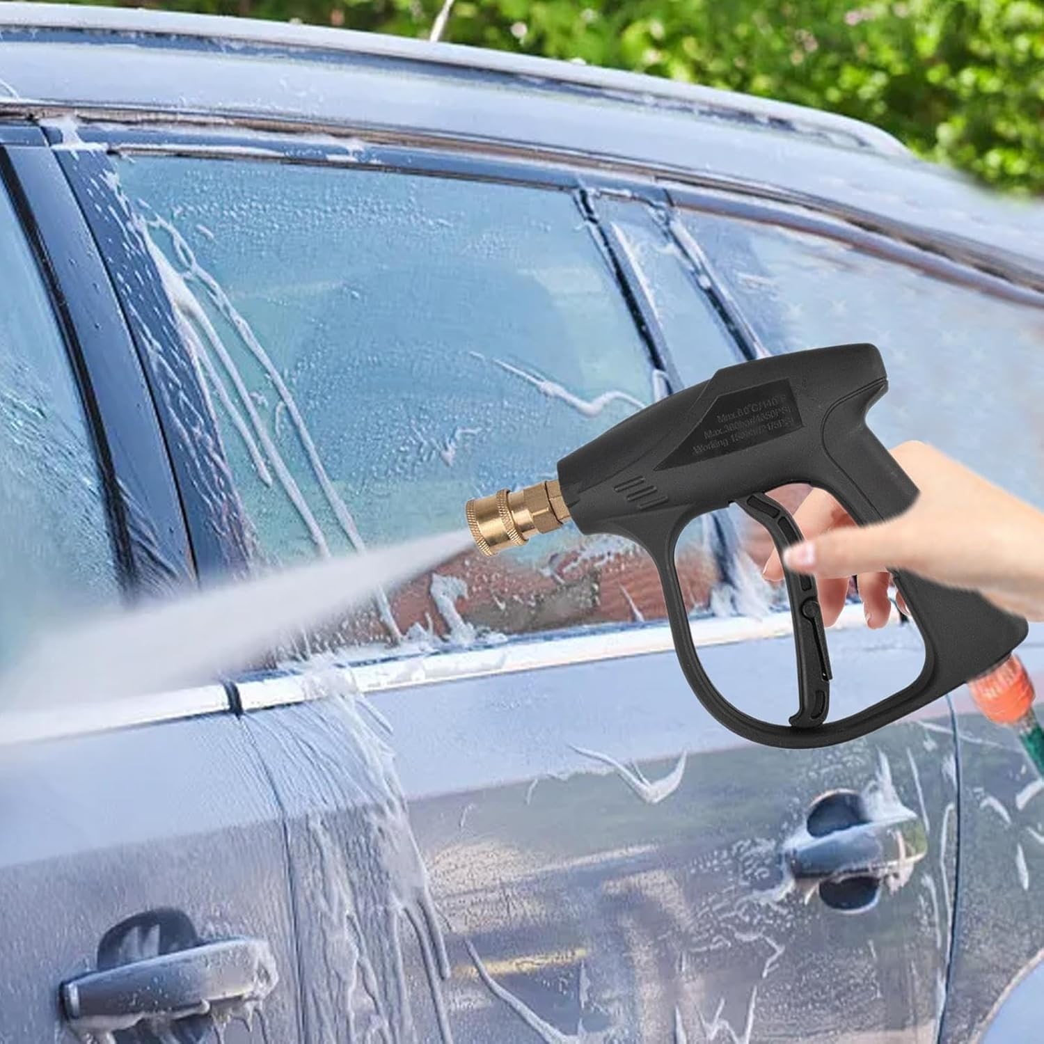 1/4″ High Pressure Washer Gun 4000 PSI Car Wash Foam Spray Short Wand w/5 Nozzle