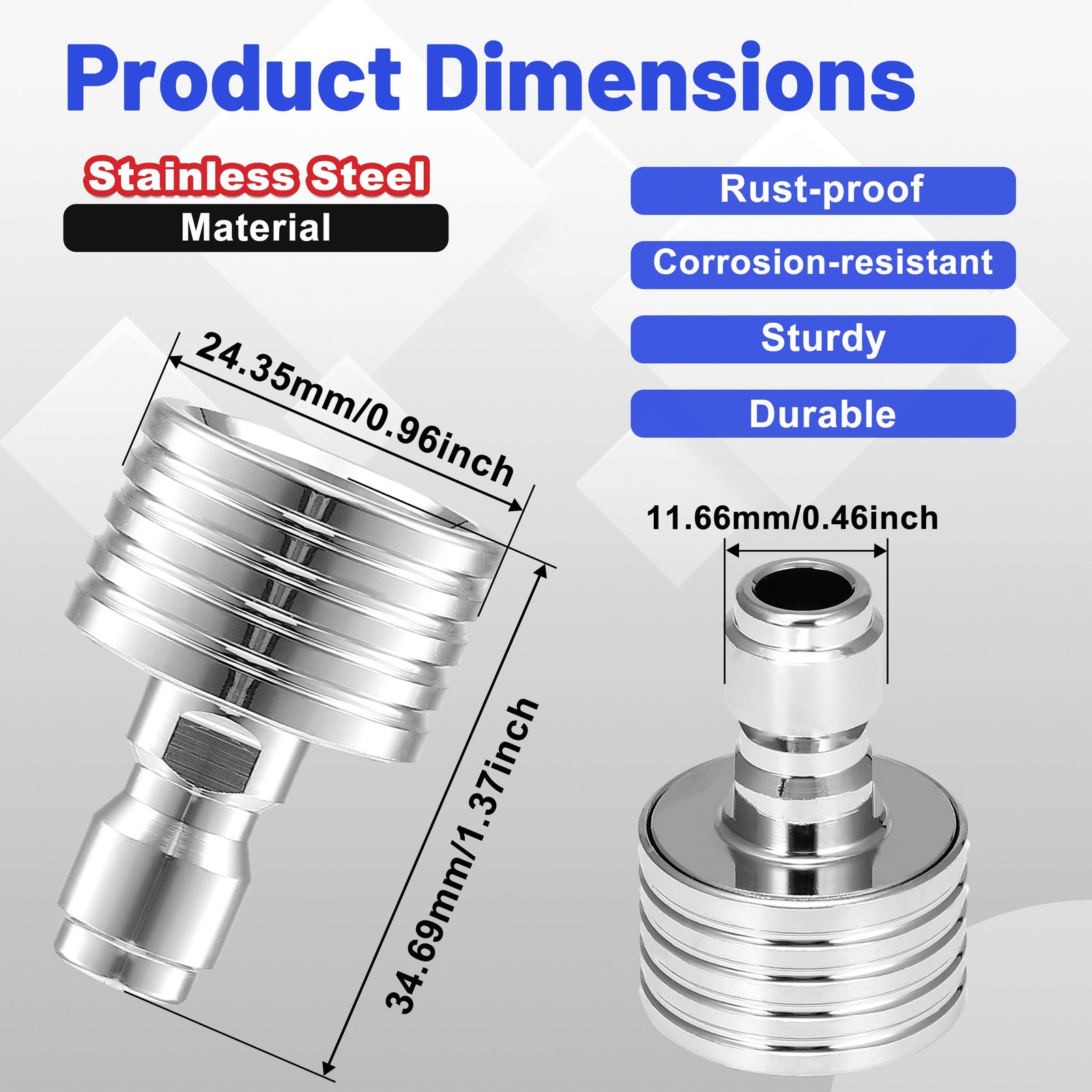 2 PCS Pressure Washer Nozzle Tips Soft Wash Shower 1/4 Inch Quick Stainless
