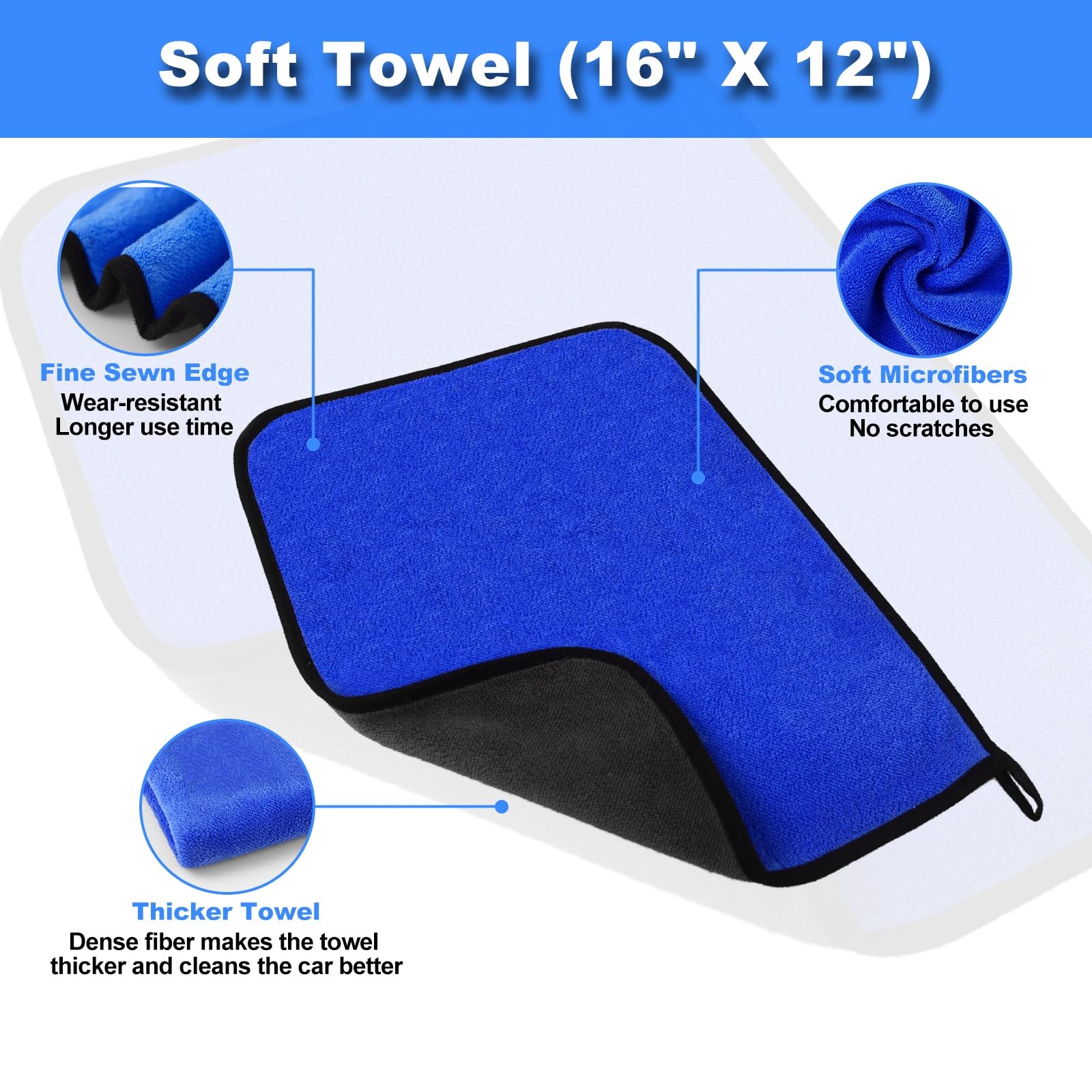 Windshield Cleaner Tool, 15Pcs Car Interior Detailing Kit, Cleaning Blue