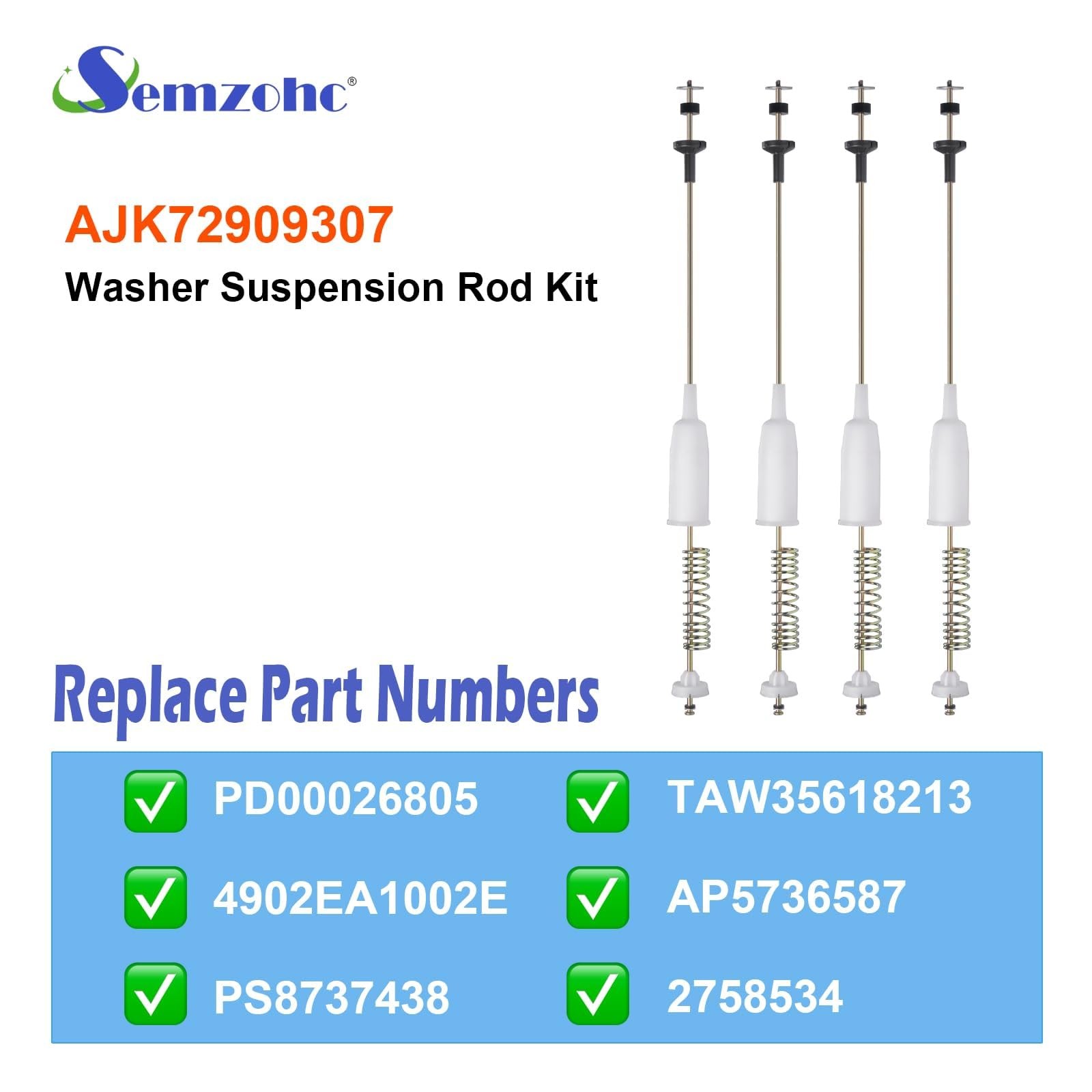 AJK72909307 4902EA1002E Washer Suspension Rod Kit 25.8 inch Replacement Fit f…