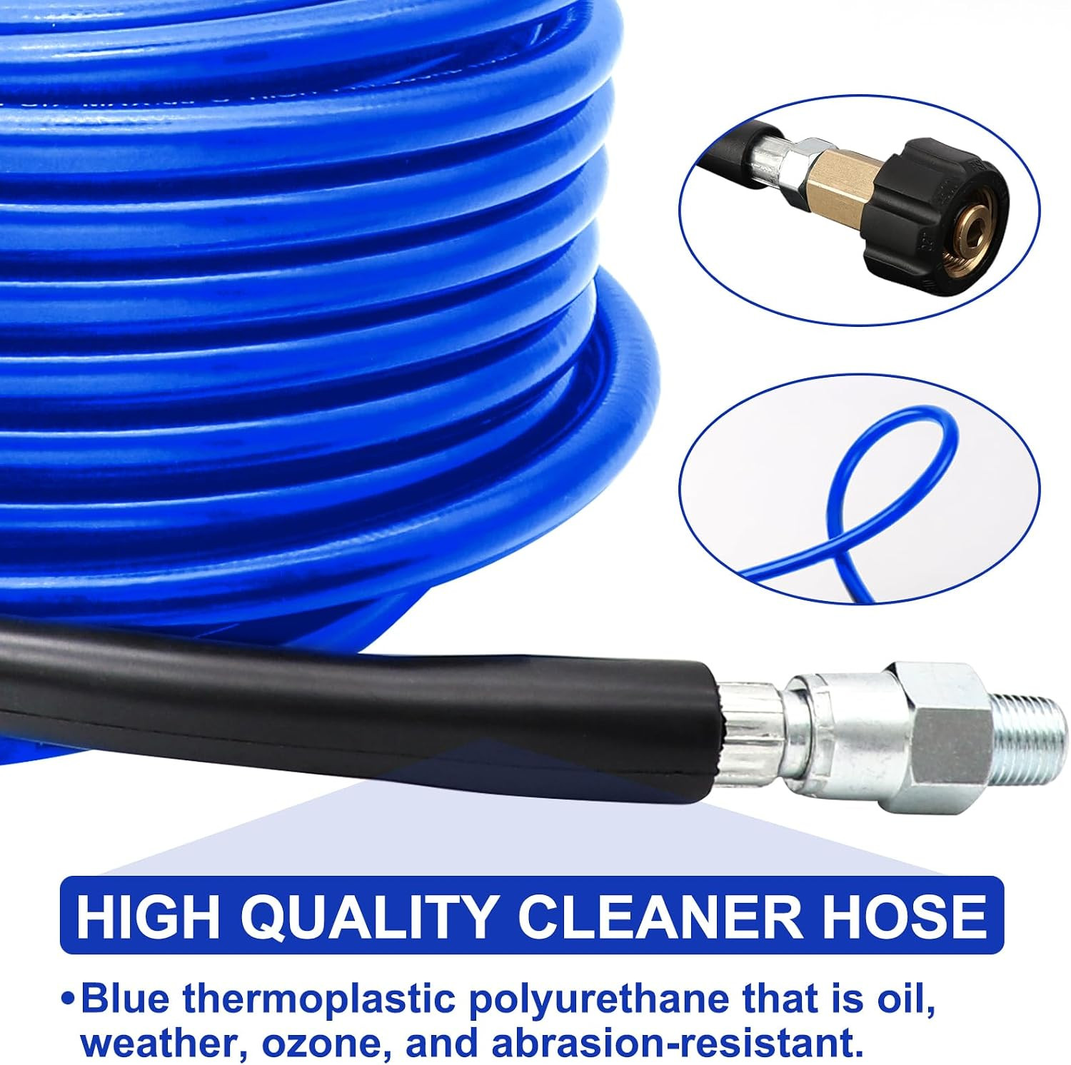 Sewer Jetter Kit 100 FT for Pressure Washer, 5800 PSI Drain Cleaner Hose 1/4 Inc