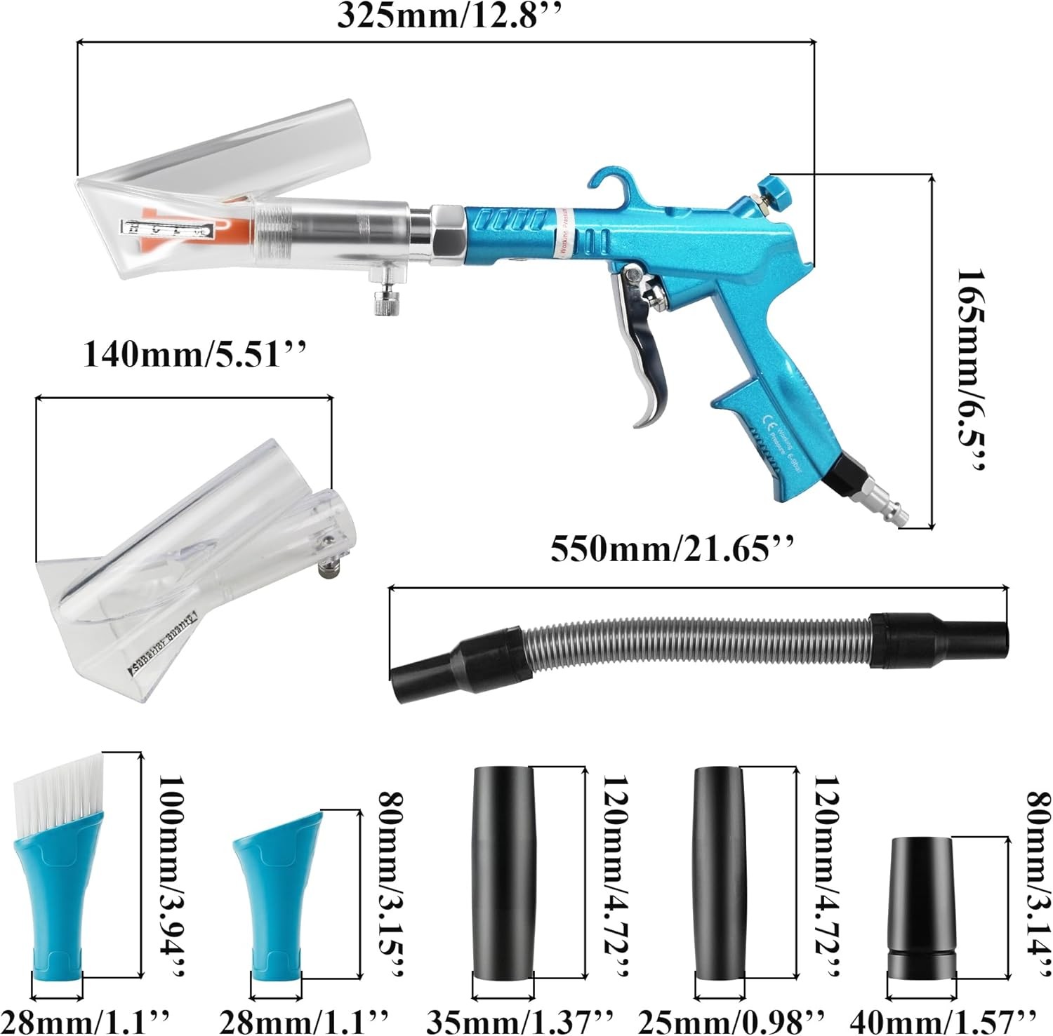 Car Air Blow Gun Adjustable Air Flow 2 IN 1 Car Interior Detailing