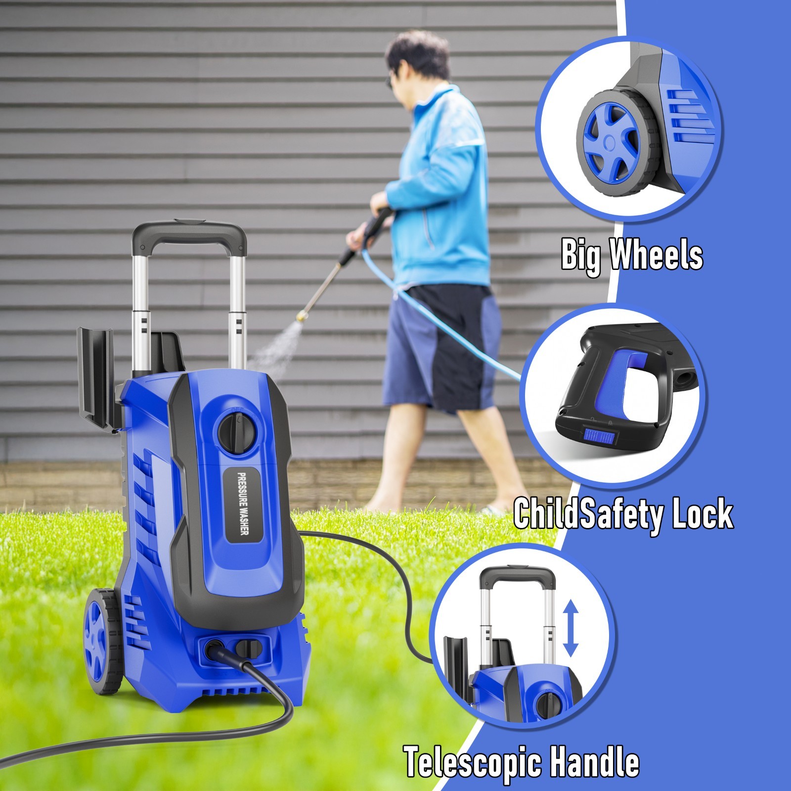 Pressure Washer 4200PSI 2.5GPM, 4 Quick Nozzles, 500ML Foam Cannon, for Patio