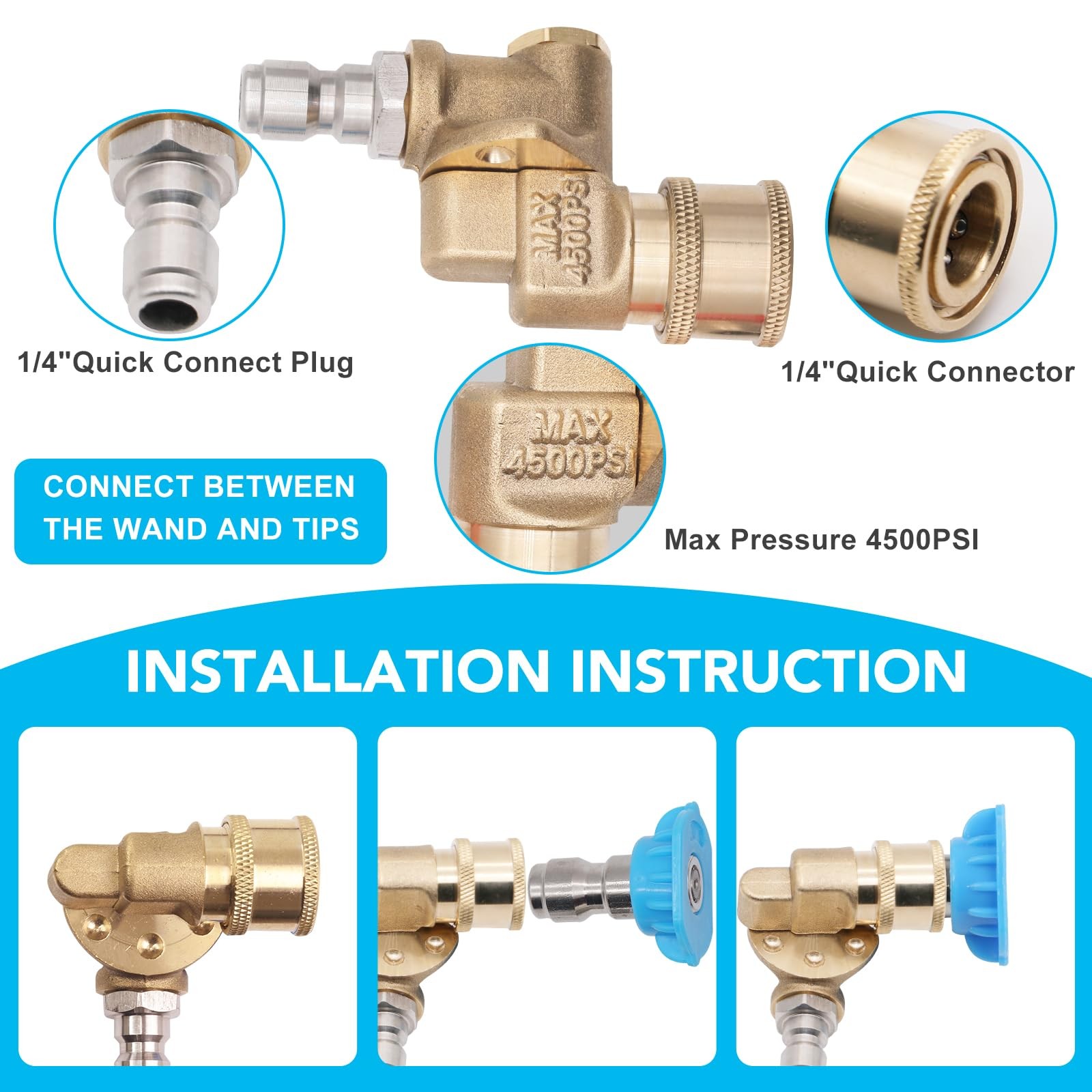 Pressure Washer Tips Turbo Nozzle 4000 PSI 360° Rotating Spray Turbo with 1/4…
