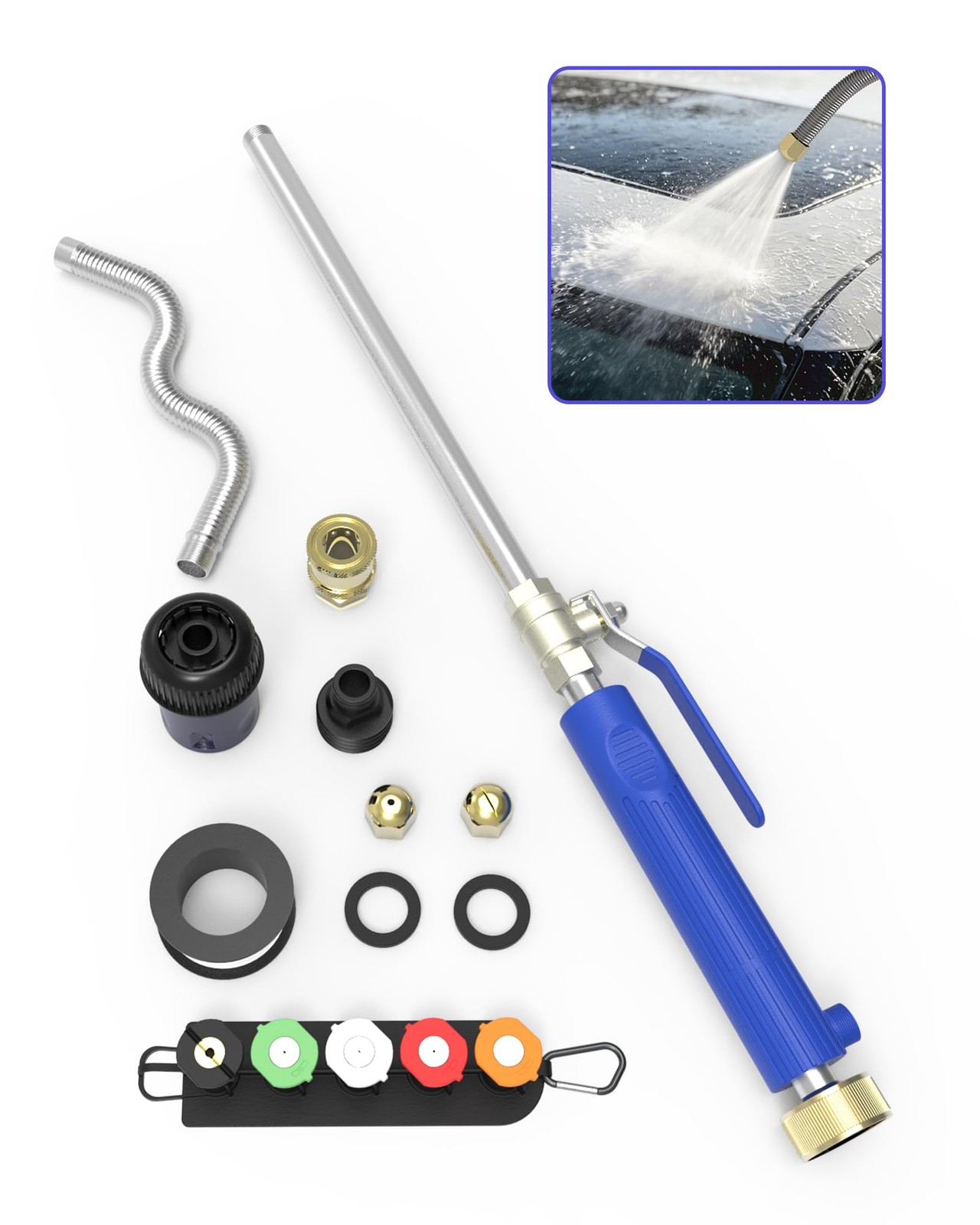 Jet Nozzle Power Washer for Garden Hose, 360° Foldable Extension Wand, Hydrob…