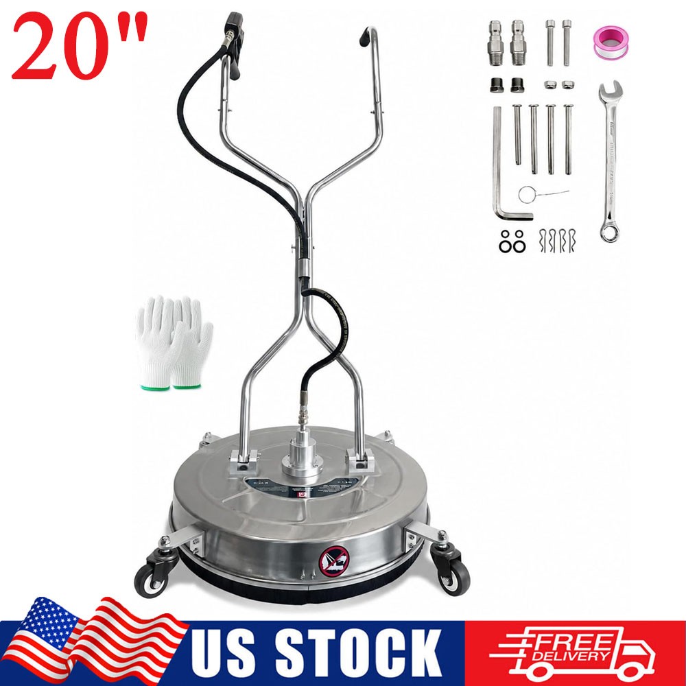 20″ Pressure Washer Surface Cleaner S.Steel with Handles & Wheels Quick Connect