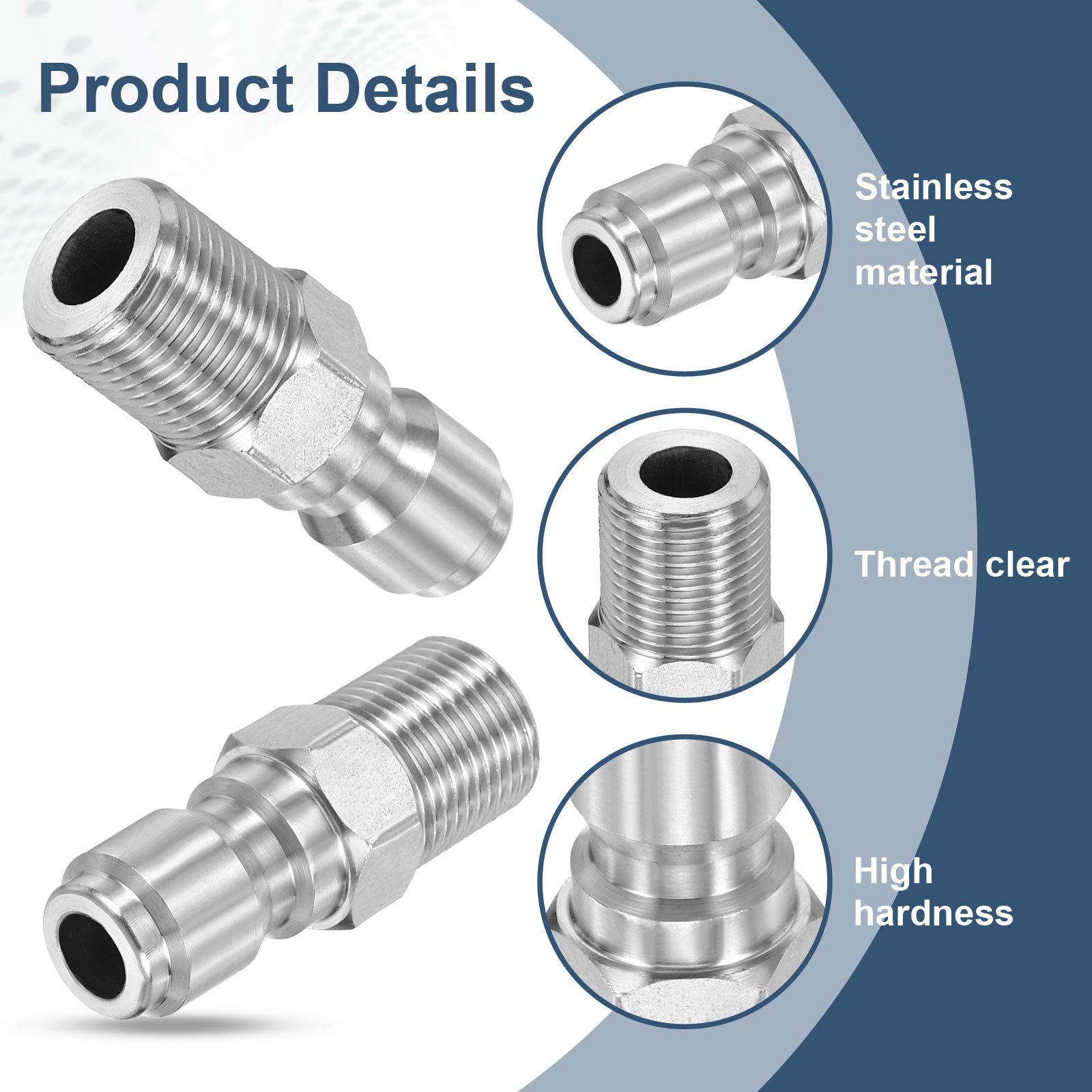 2Pcs Pressure Washer Adapter, 3/8″ Male Quick Plug to G3/8″ Male Fittings Flat