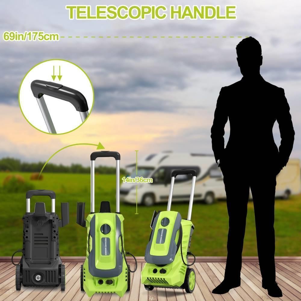 Electric High Pressure Washer 4500PSI Max with 4 Nozzles and Telescopic Handle