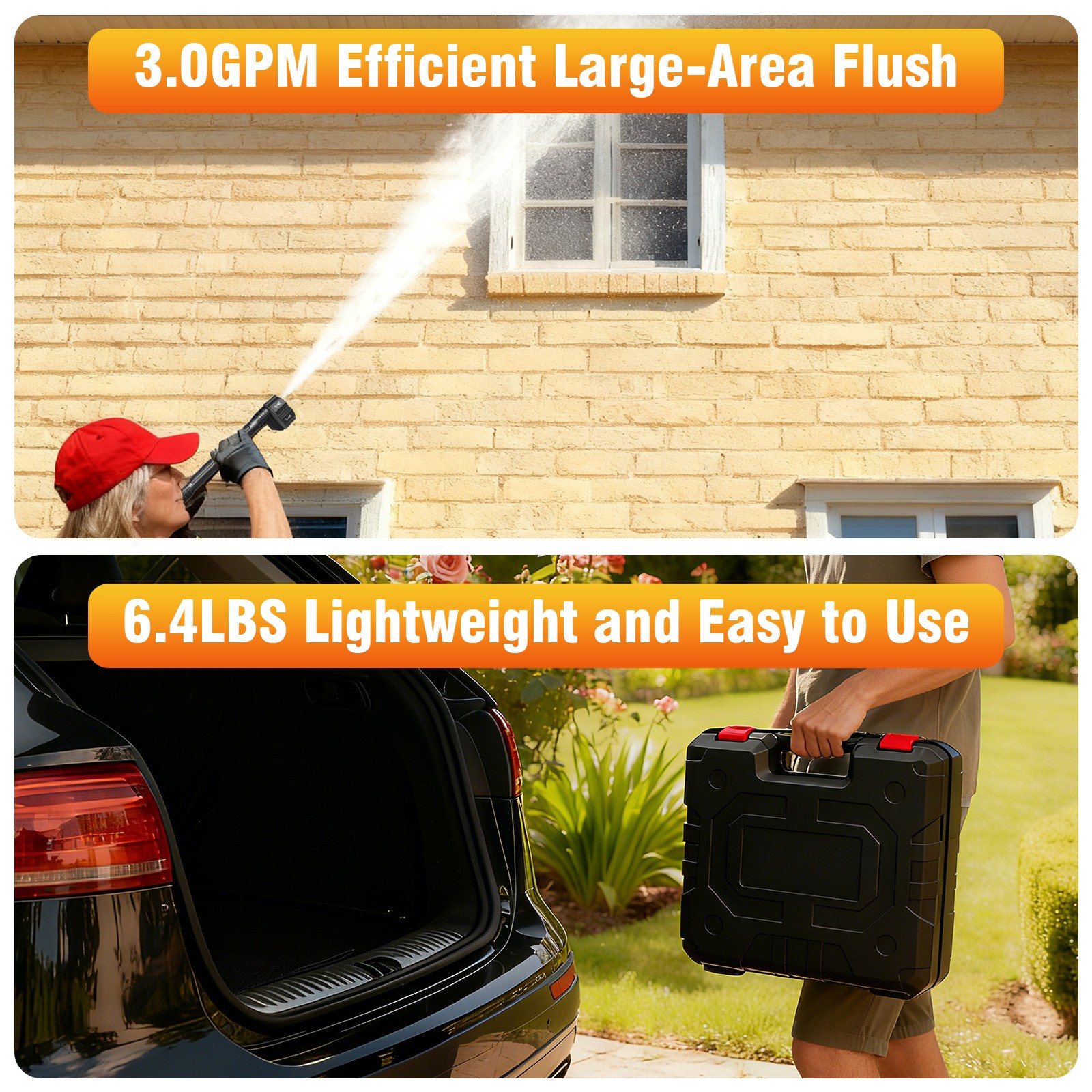 Cordless Electric High Pressure Water Spray Car Gun 900PSI Portable Washer Clean