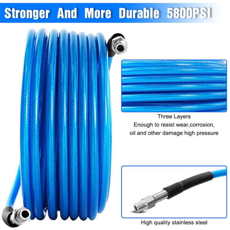 50FT 1/4″ M-NPT 5800PSI Drain Cleaner Hose Sewer Jetter Kit for Pressure Washer
