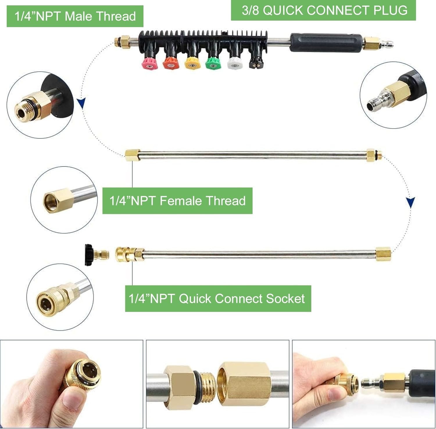 9-Pack Heavy-Duty Pressure Washer Extension Wand Set