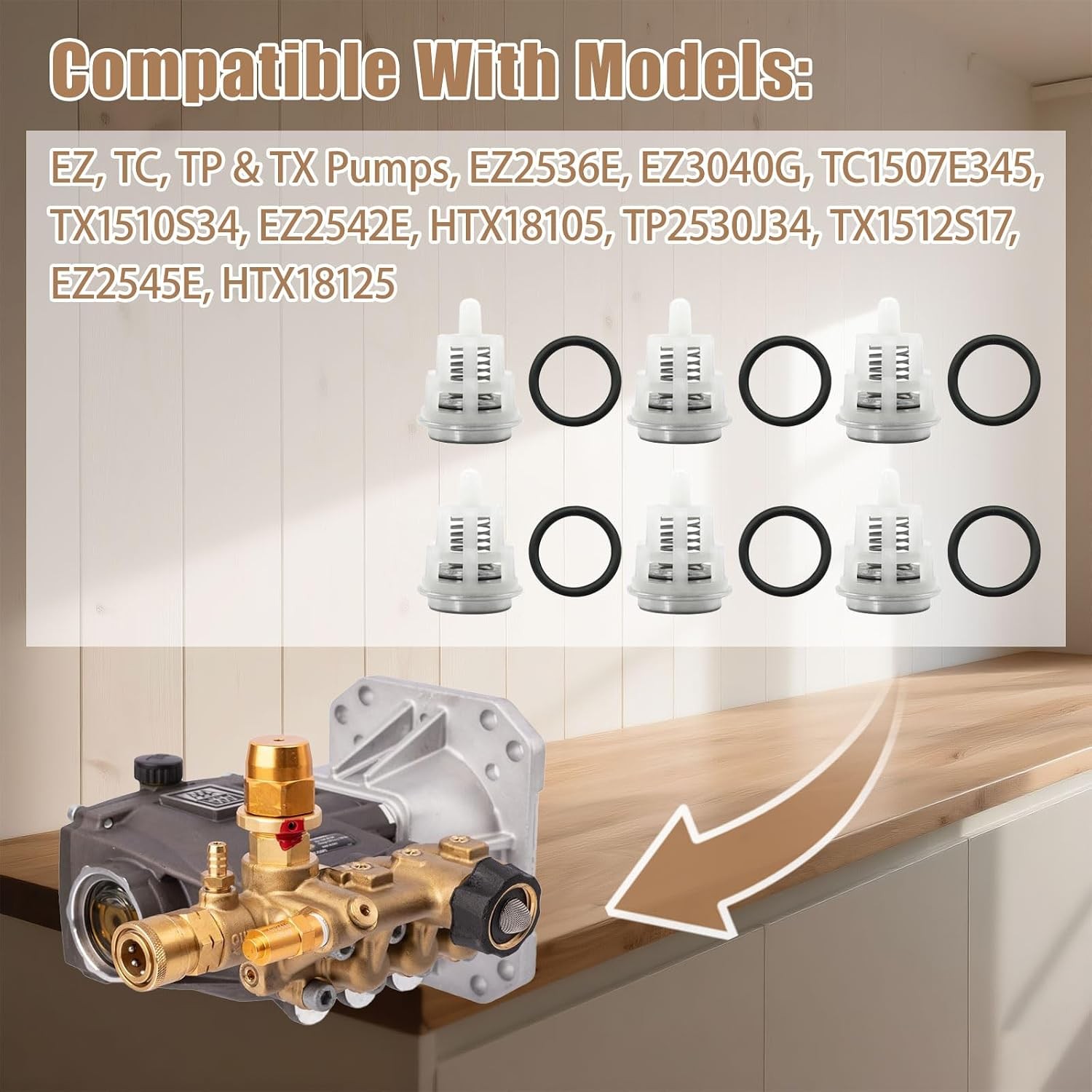 6 PCS Pressure Washer Pump Check Valve Kit for EZ TC TP TX Replaces Kit 123