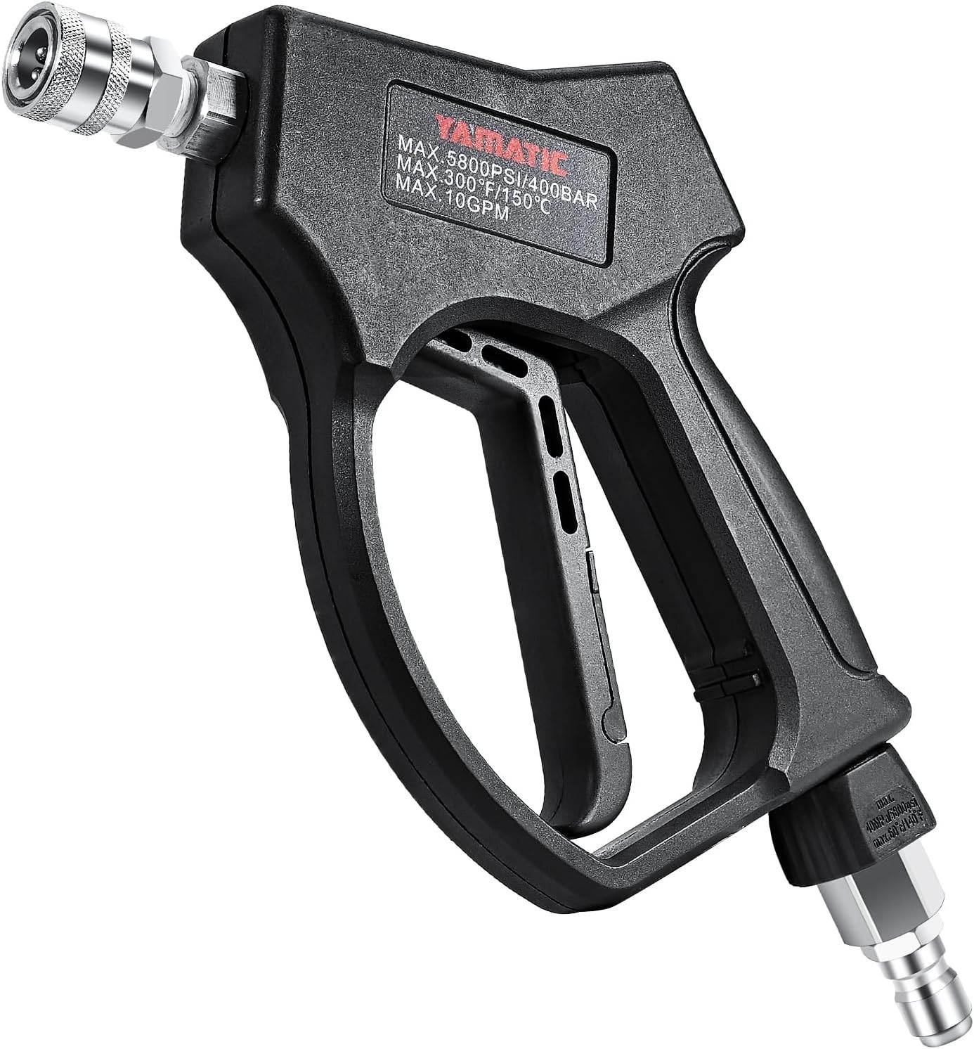 YAMATIC Stainless Steel Short Pressure Washer Gun 5800 PSI, with Quick Connect