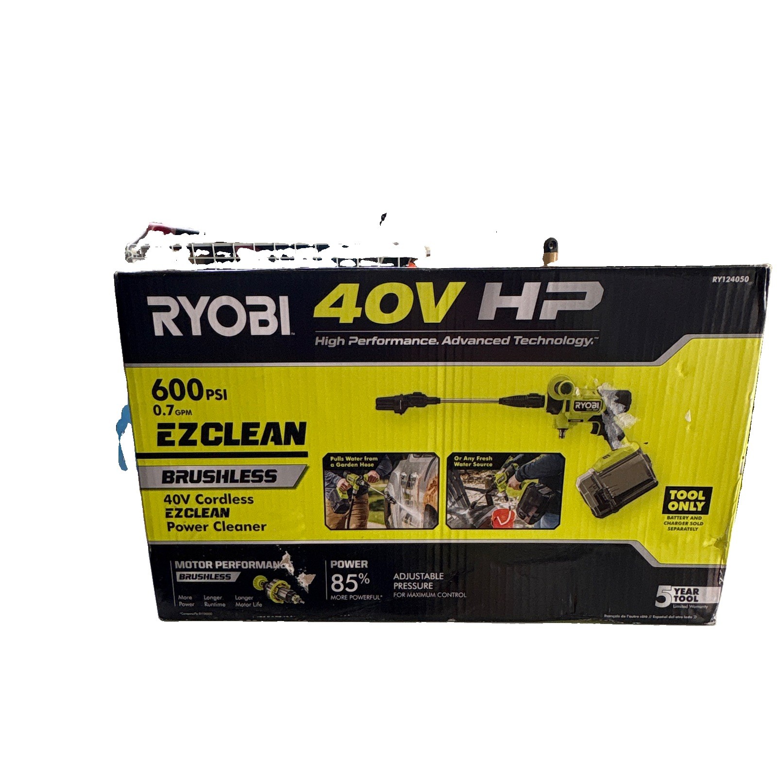RYOBI 40V HP Brushless 600 PSI 0.7 GPM Cold Water Power Cleaner (Tool-Only)