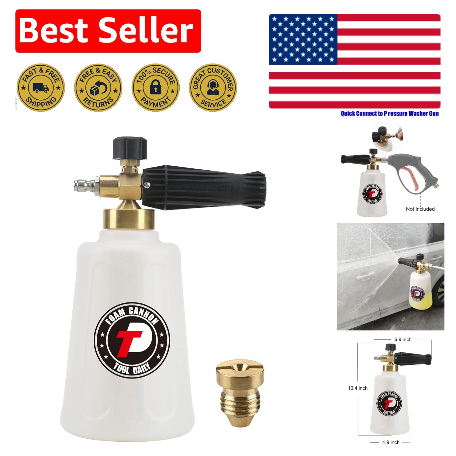 Versatile Snow Foam Lance with 1/4” Quick Connect – Ideal for Home Cleaning