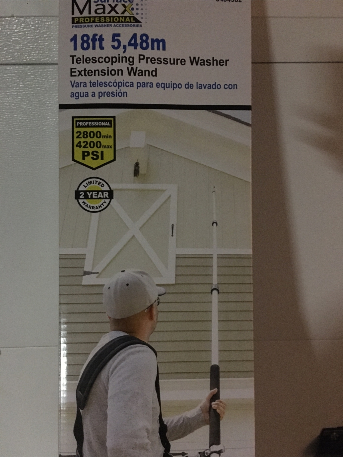 SurfaceMaxx Pro 18Ft Telescoping Pressure Washer Wand 4200-PSI 3-Section /w Belt