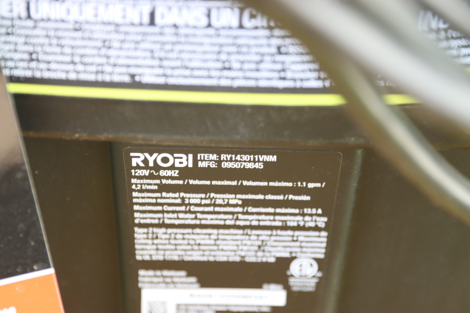 RYOBI 3000 PSI 1.1 GPM Cold Water Electric Pressure Washer (RY143011VNM) Read…