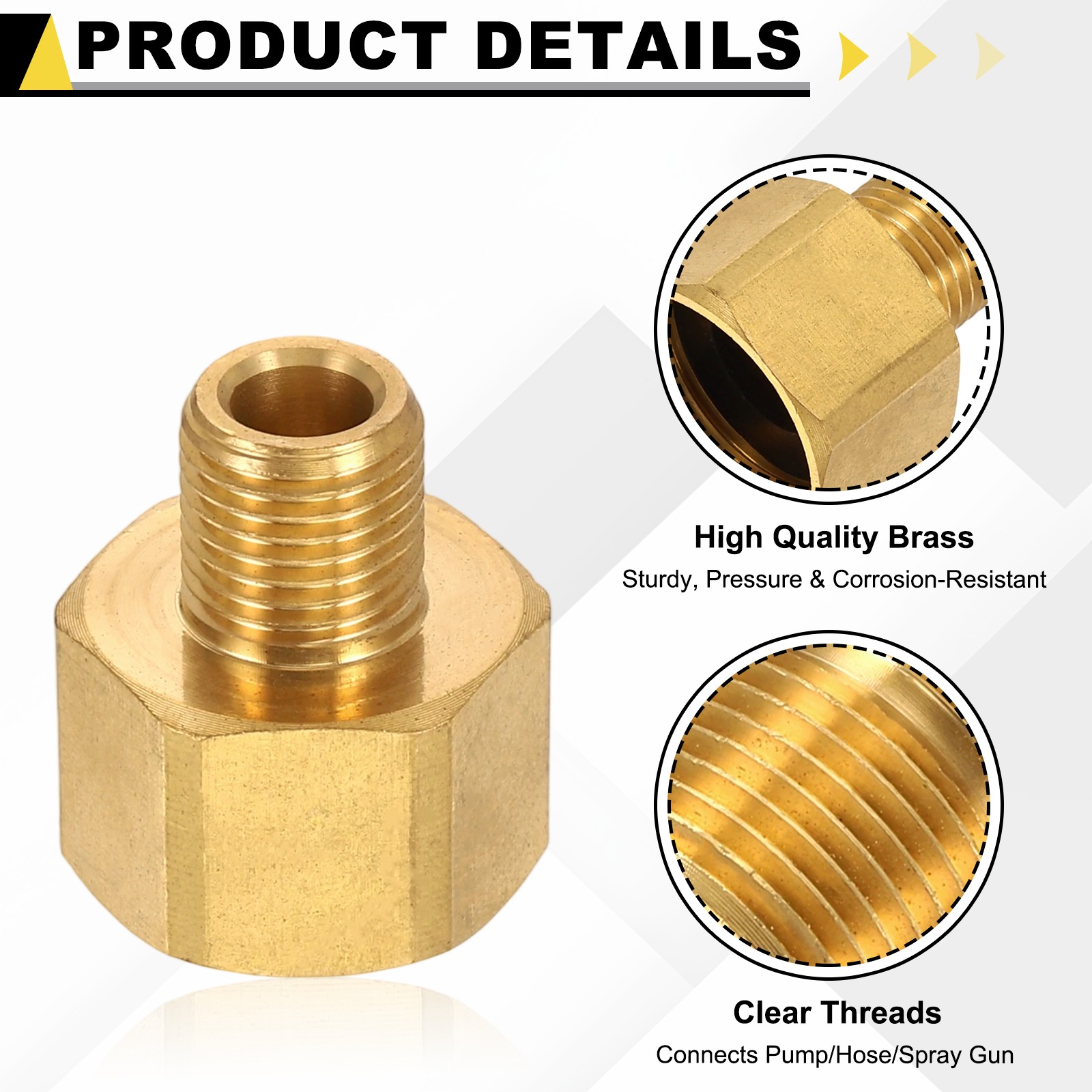 2Pcs Pressure Washer Adapter with Tape, M22 Female to G1/4″ Male Brass