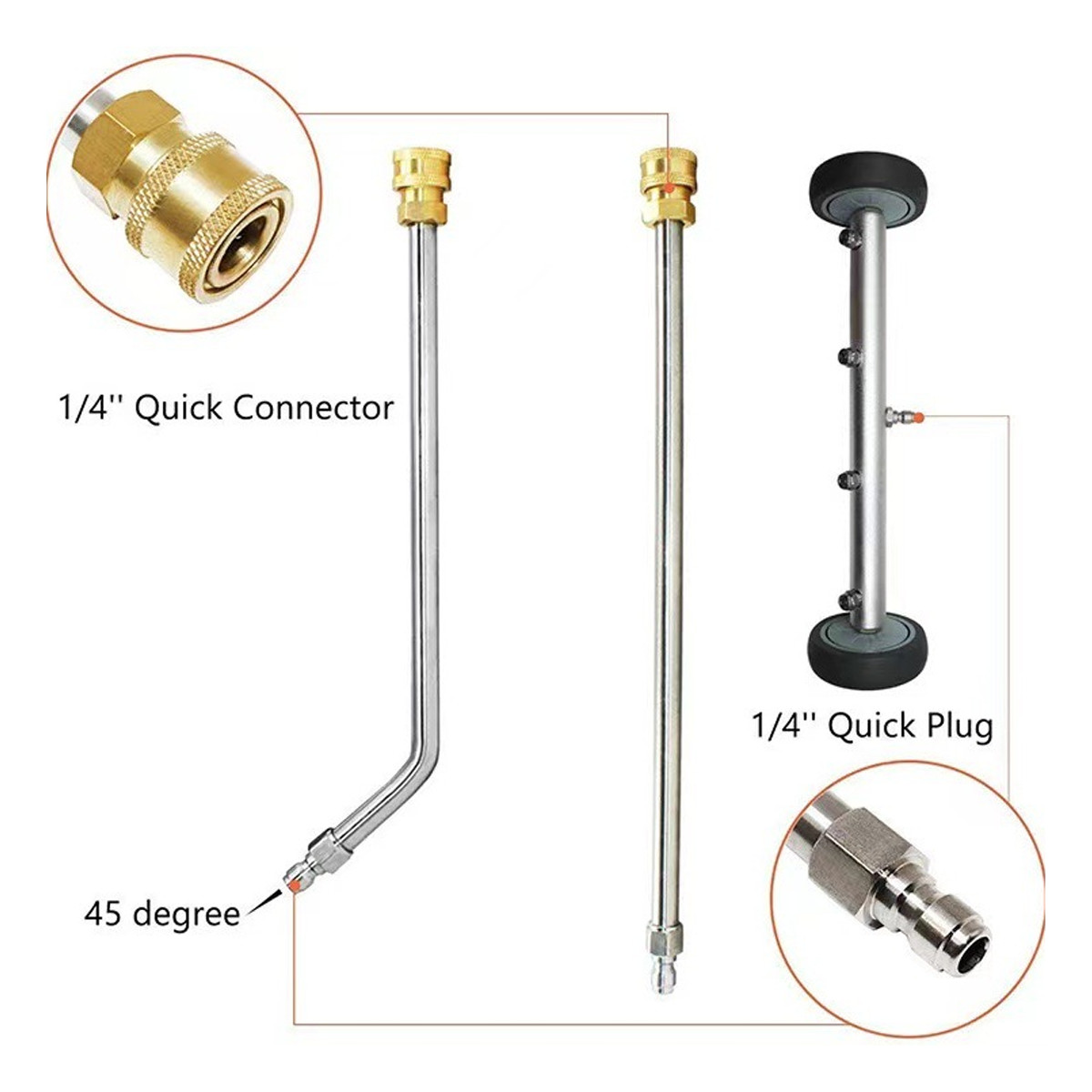 4000PSI Under Car Pressure Washer Undercarriage Cleaner Underbody Wash Broom Set
