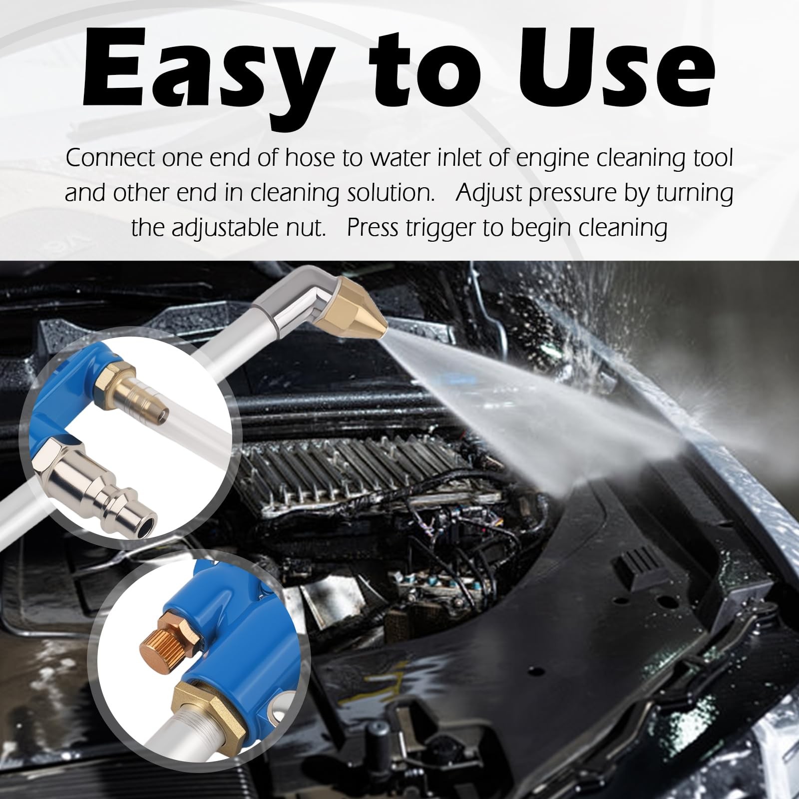VKQTS Air Engine Cleaning Gun Elbow & 3.93Ft Hose,Pneumatic Air Nozzle Blow Gu