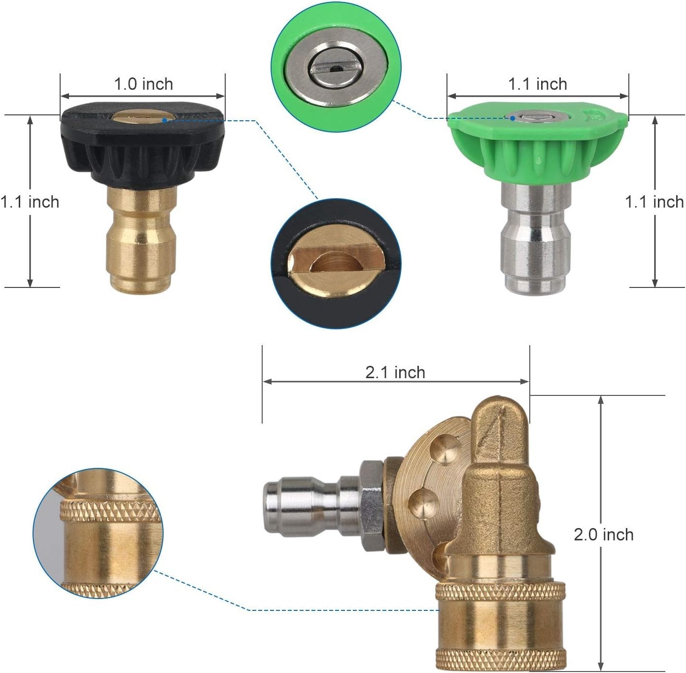 Universal Pressure Washer Nozzle Tips Kit 7 Spray Angles Quick Connect Coupler