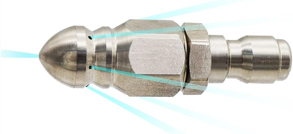 Pressure Washer Sewer Jetter Nozzle with Stainless Steel, Mini Compact Durable S