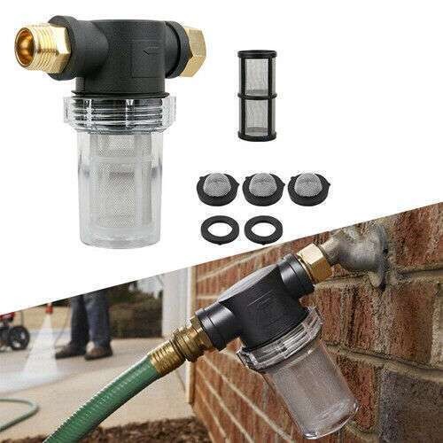 Garden Hose Inlet Filter Inline Water Pressure Washer Sediment Filter D7P8 3/4″