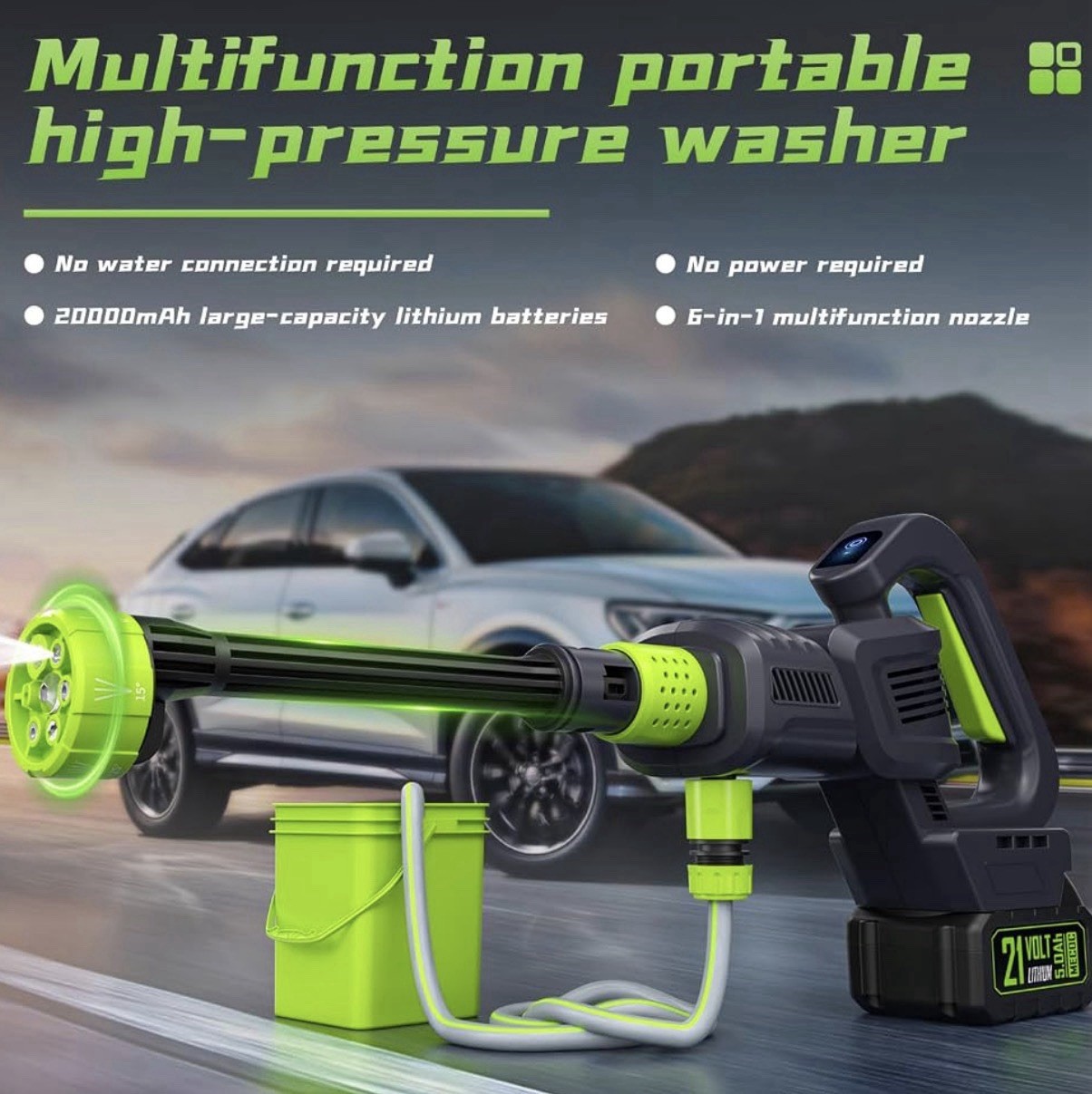 Cordless Pressure Washer, 1060 PSI Brushless Motor, Power Washer.