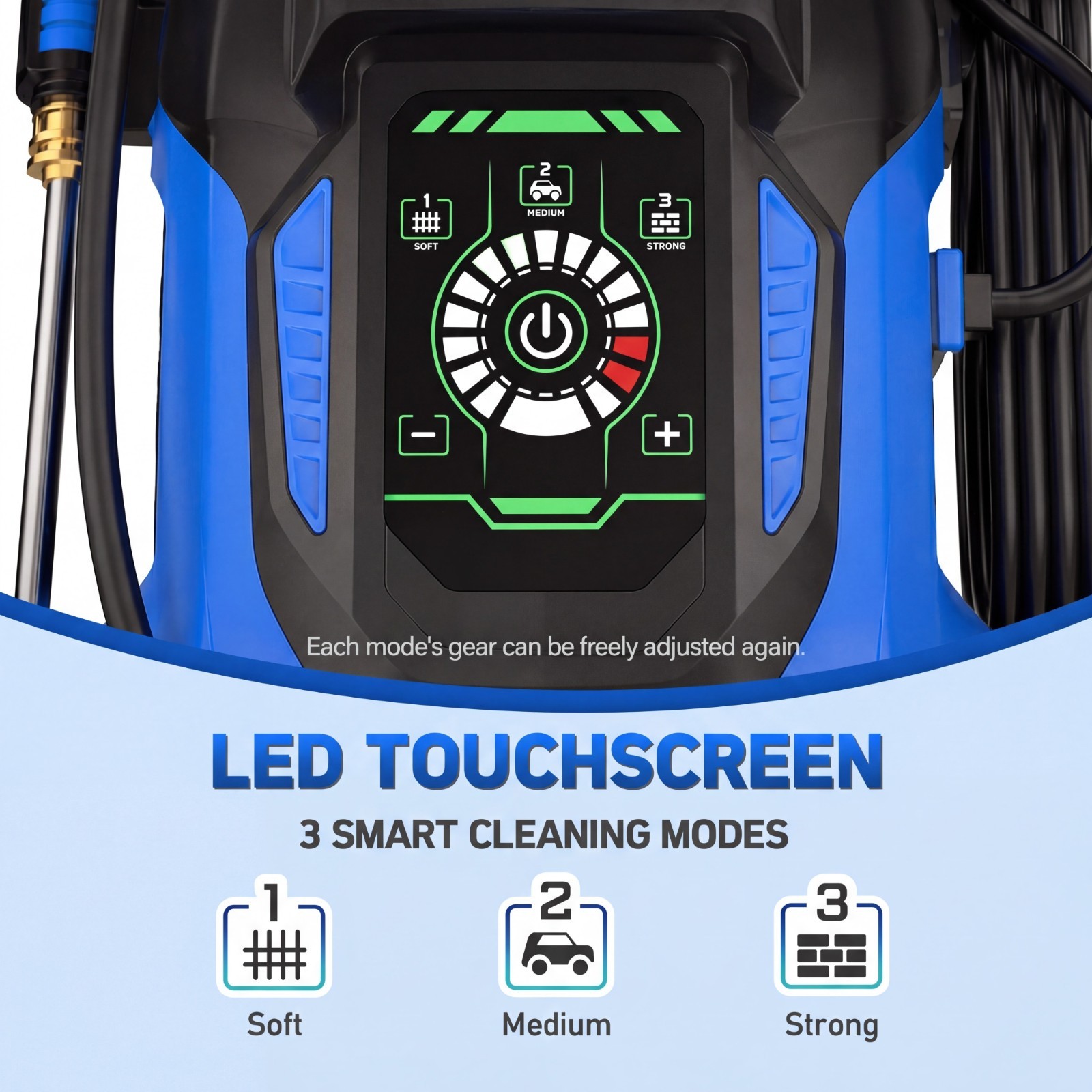 Pressure Washer 4500PSI-Max 3.8GPM with Adj-15-Level Touch Screen car,home,yard