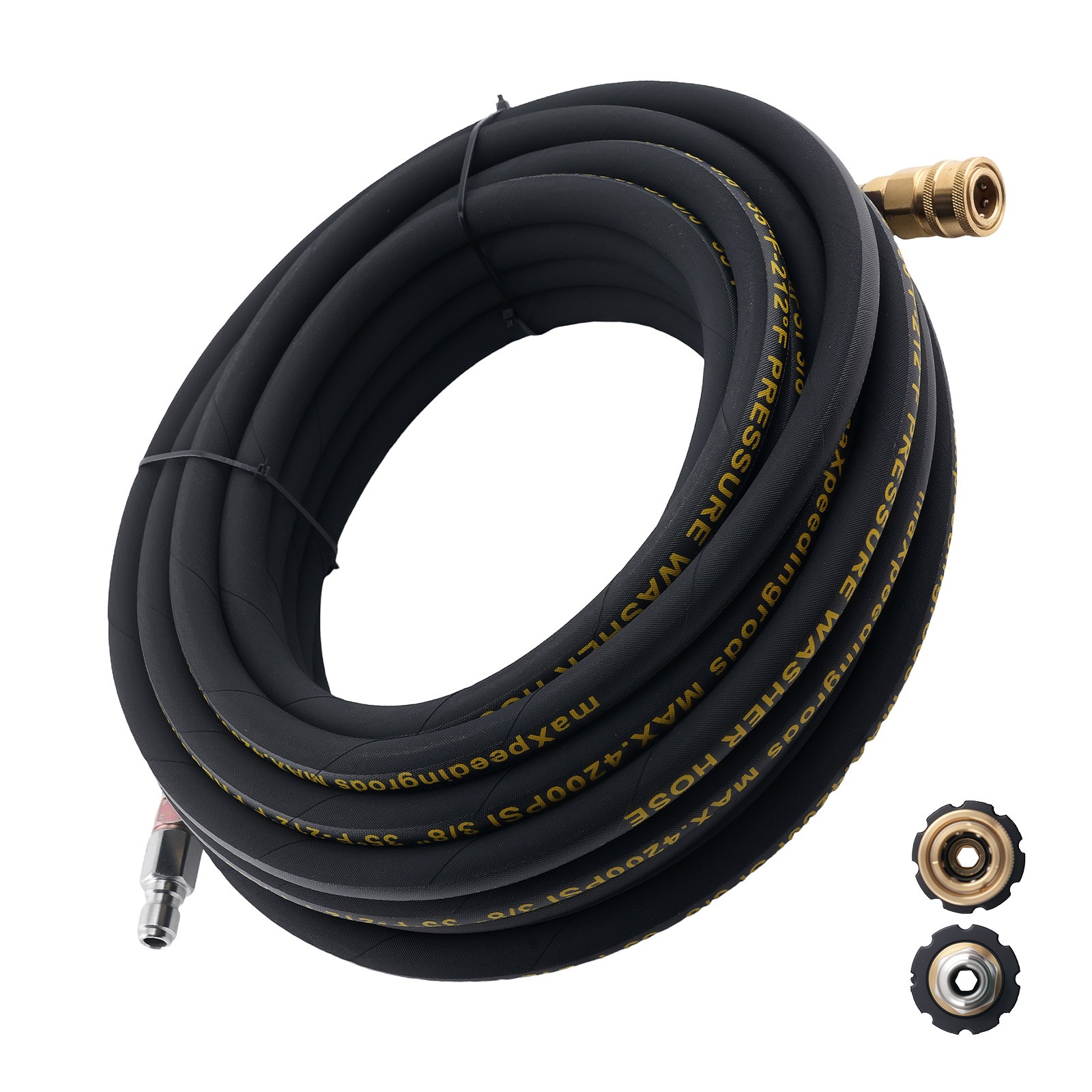50ft 3/8″ Pressure Washer Hose 4200PSI Steel Wire Braid & M22 to 3/8″ Coupler