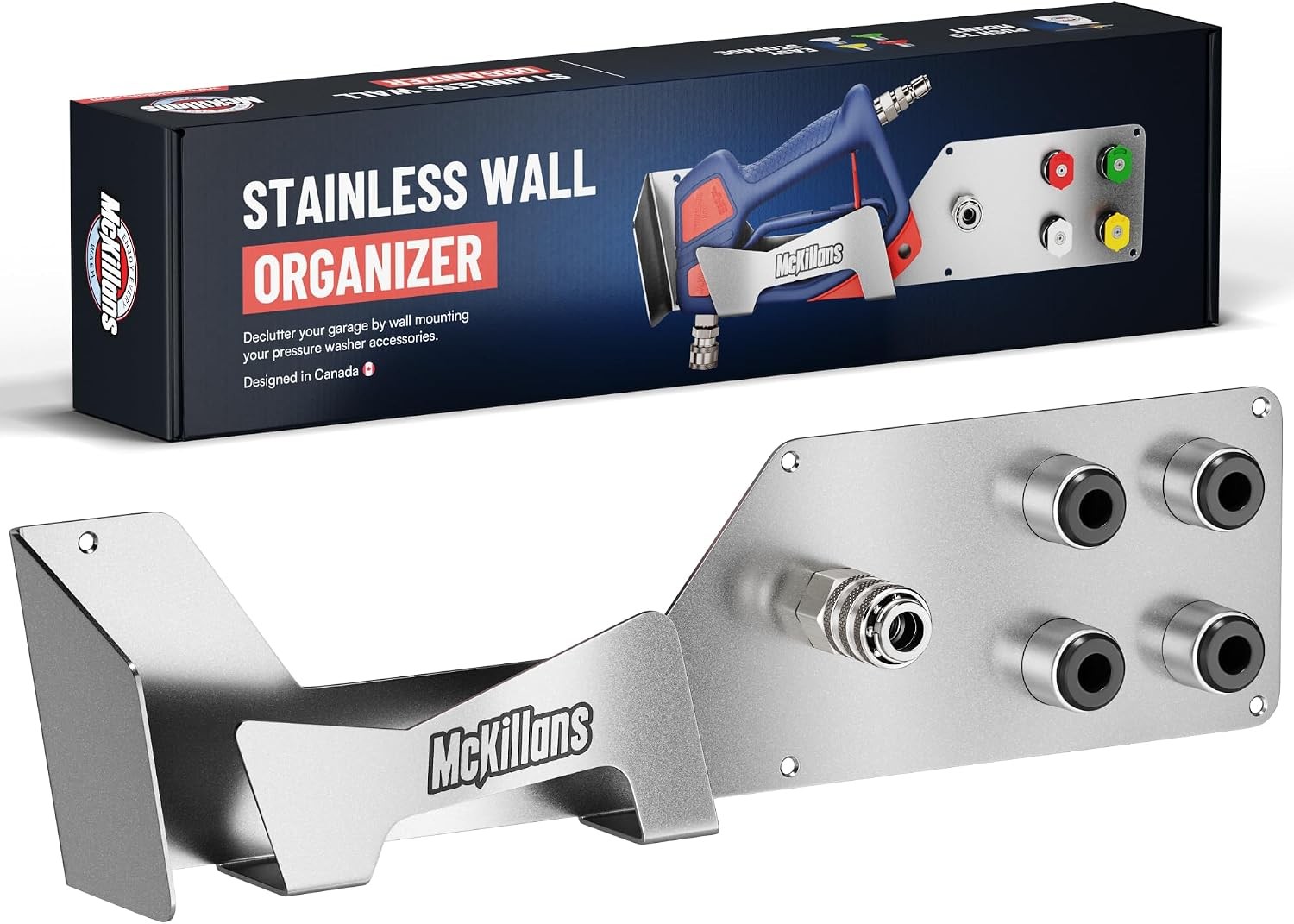 304 Stainless Wall Organizer – Pressure Washer Gun & Foam Cannon Holder