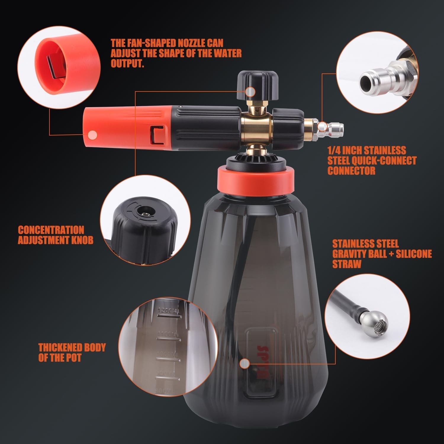 Foam Cannon (Thicker Snow Foam Technology) with 1/4 Inch Quick Connector for Pre