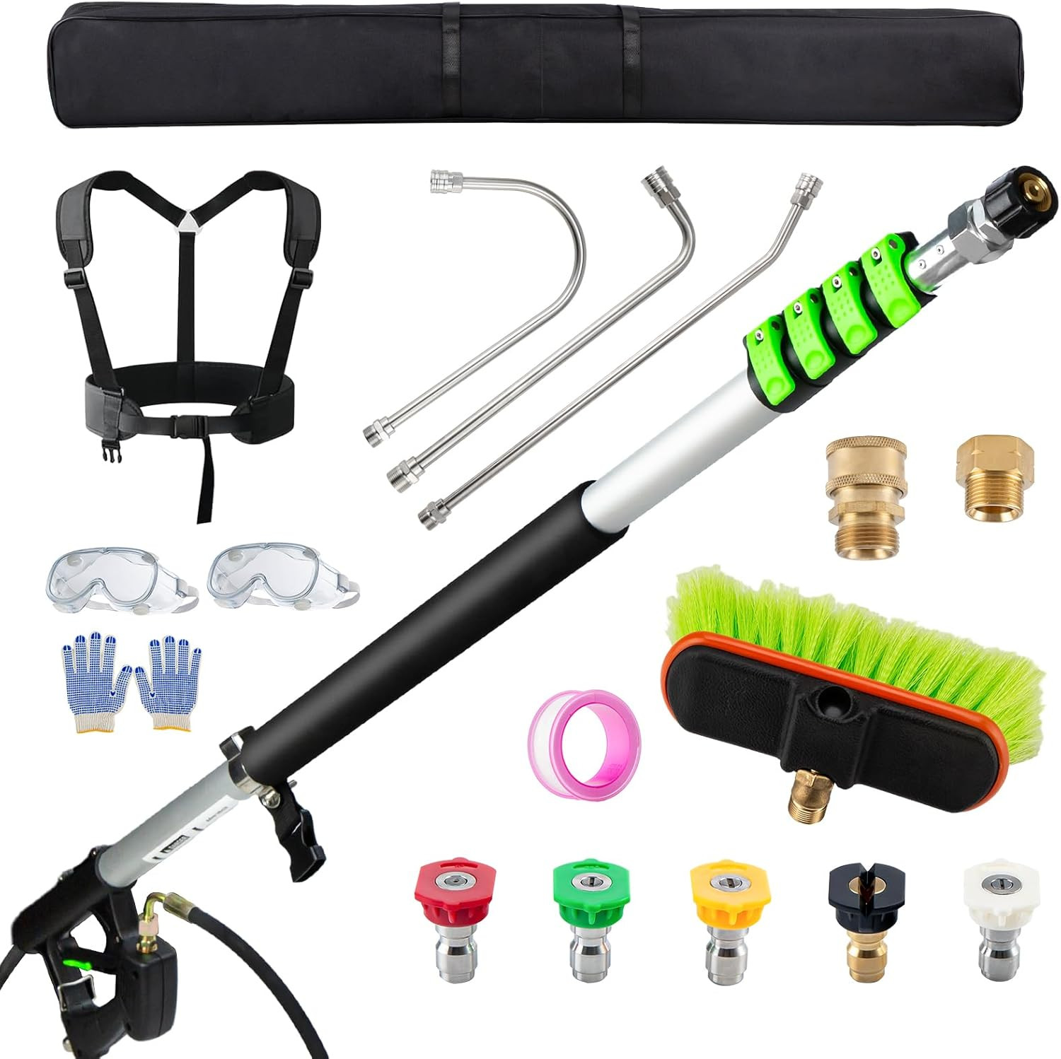 24 FT Telescoping Pressure Washer Wand with Pressure Washer Extension Wand,Gutte