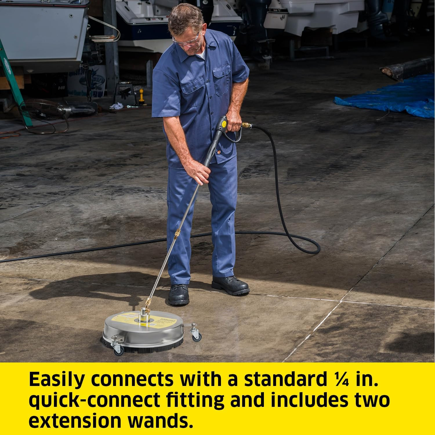Pressure Washer Surface Cleaner 15″, 3 Wheels, Stainless Steel, Quick Connect, 4