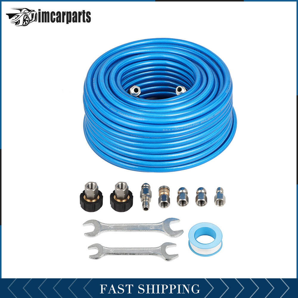 100ft Sewer Jet Kit for Pressure Washer 1/4″ M-NPT Drain Cleaner Hose 5800 PSI