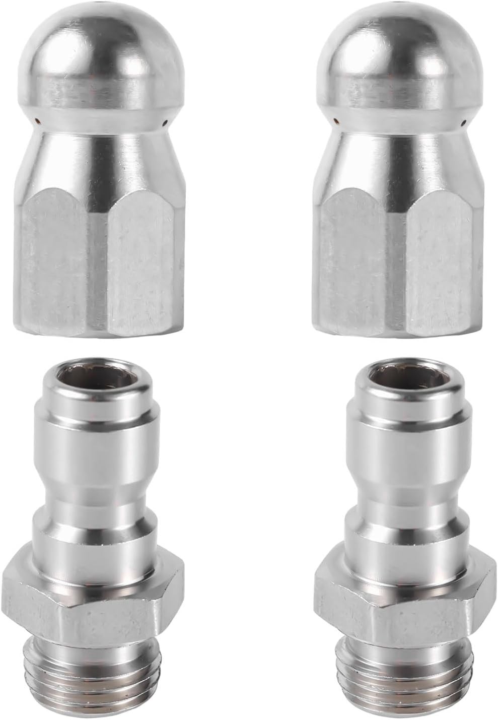 4pcs Sewer Jetter Nozzle & 1/4″ NPT Quick Connector Stainless Steel 5000 PSI