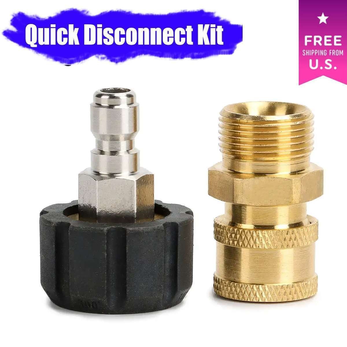 Pressure Washer Hose Connector Adapter Set Quick Connect Gun to Wand M22 to1/4in