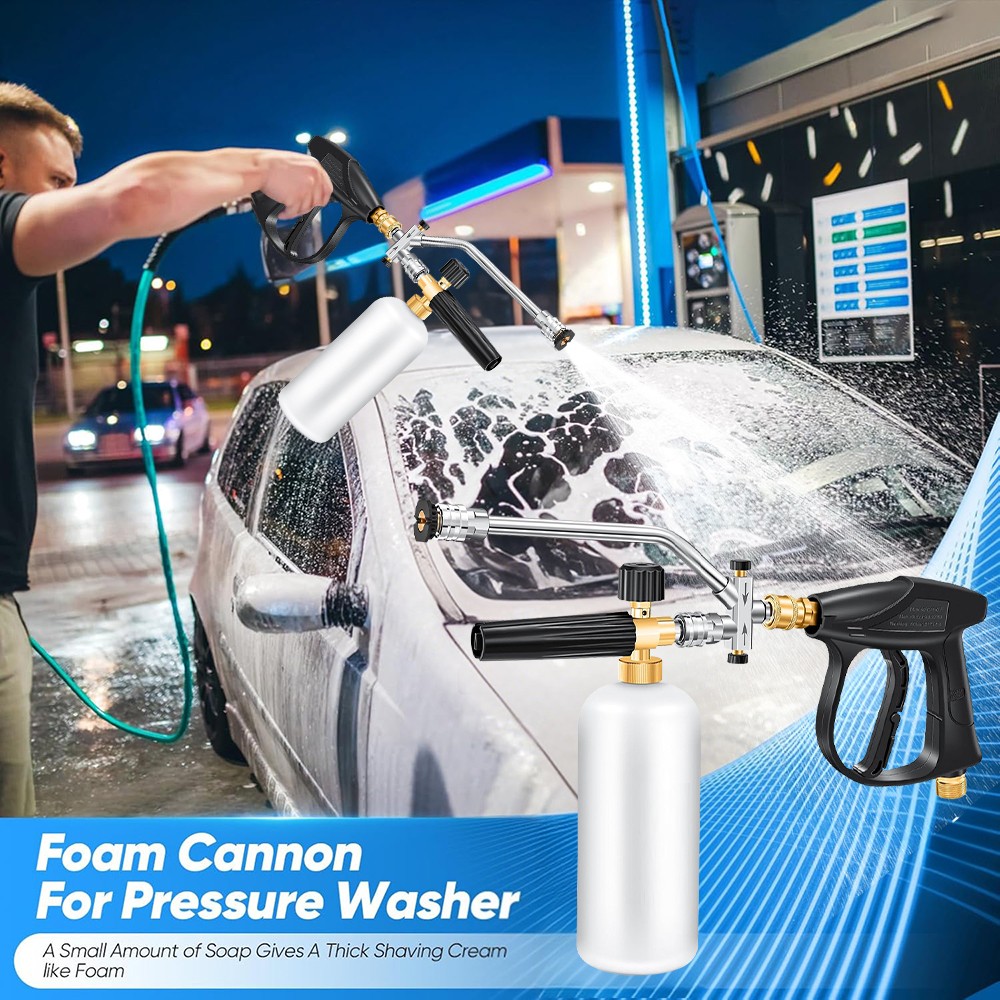 Foam Cannon for Pressure Washer with Dual-Connector & Short Pressure Washer…