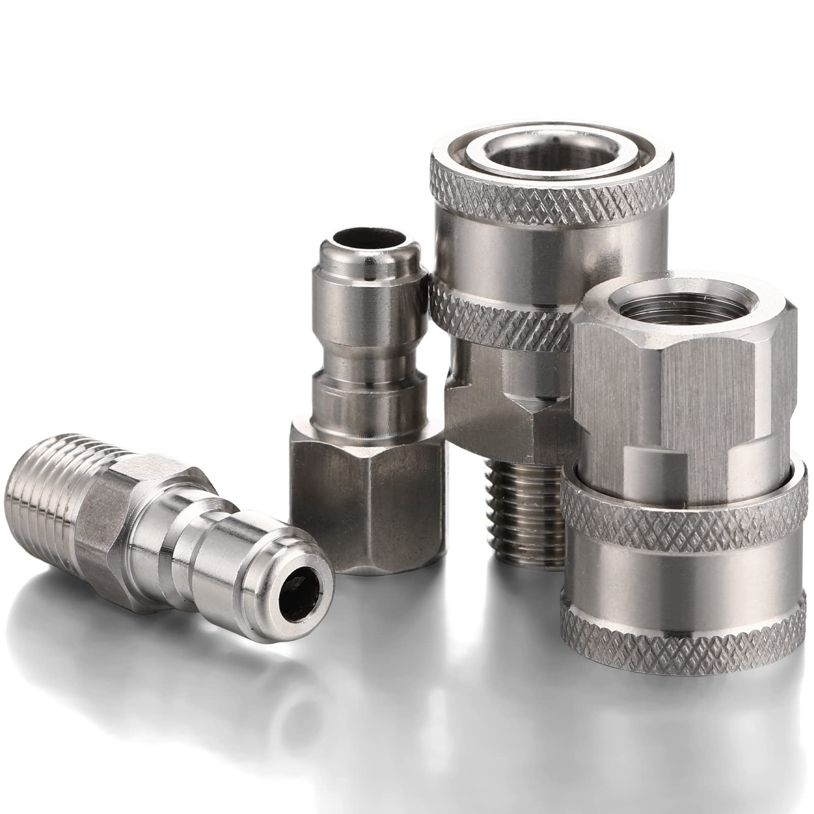 2 Sets NPT 1/4 Inch Pressure Washer Coupler Quick Connect Plug Male Female 1/…