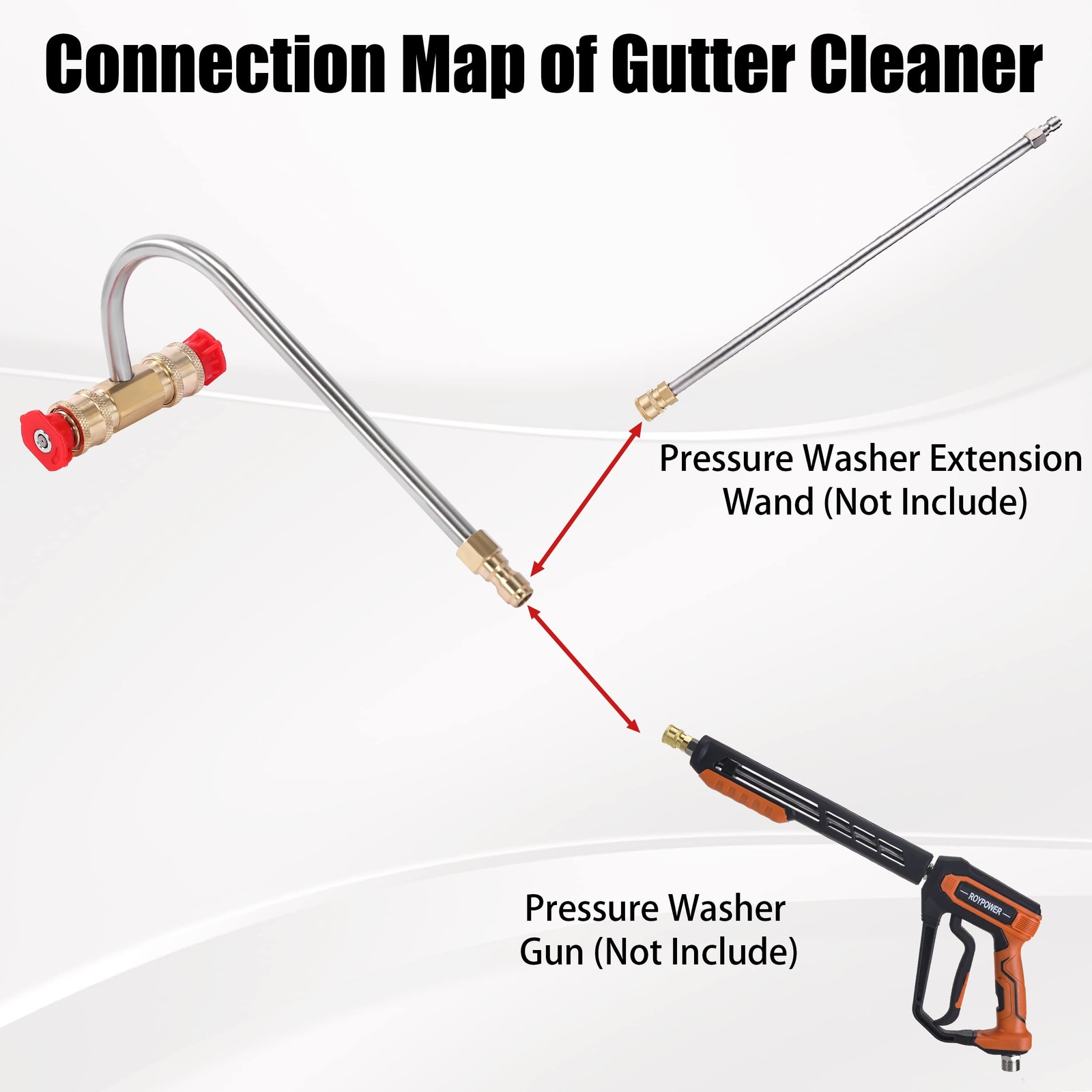 Pressure Washer Gutter Cleaner Attachment 4000 PSI 4 Nozzles Quick Connect